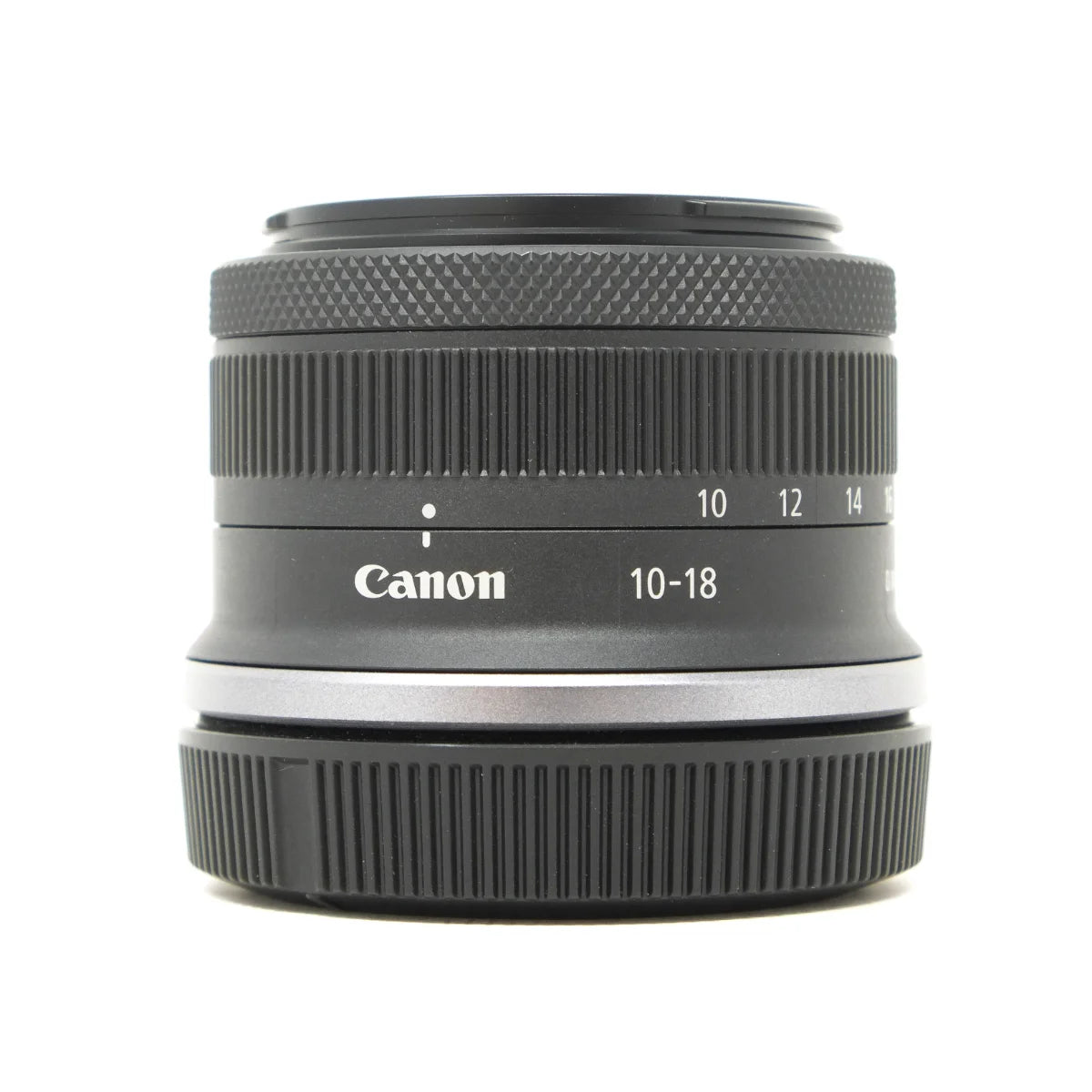 Used Canon RF-S 10-18mm F4.5-6.3 IS STM Lens - front angle 