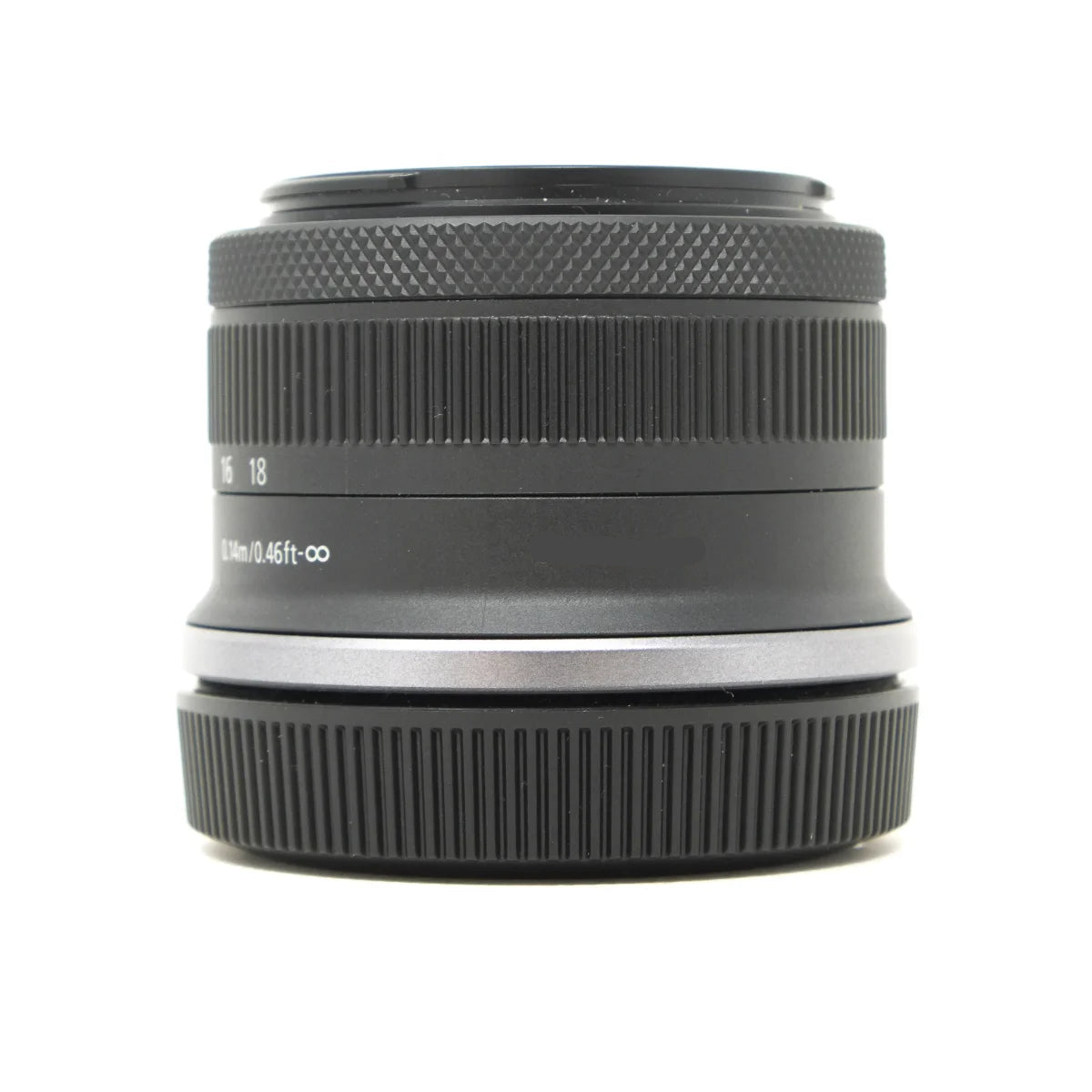 Used Canon RF-S 10-18mm F4.5-6.3 IS STM Lens - side angle 