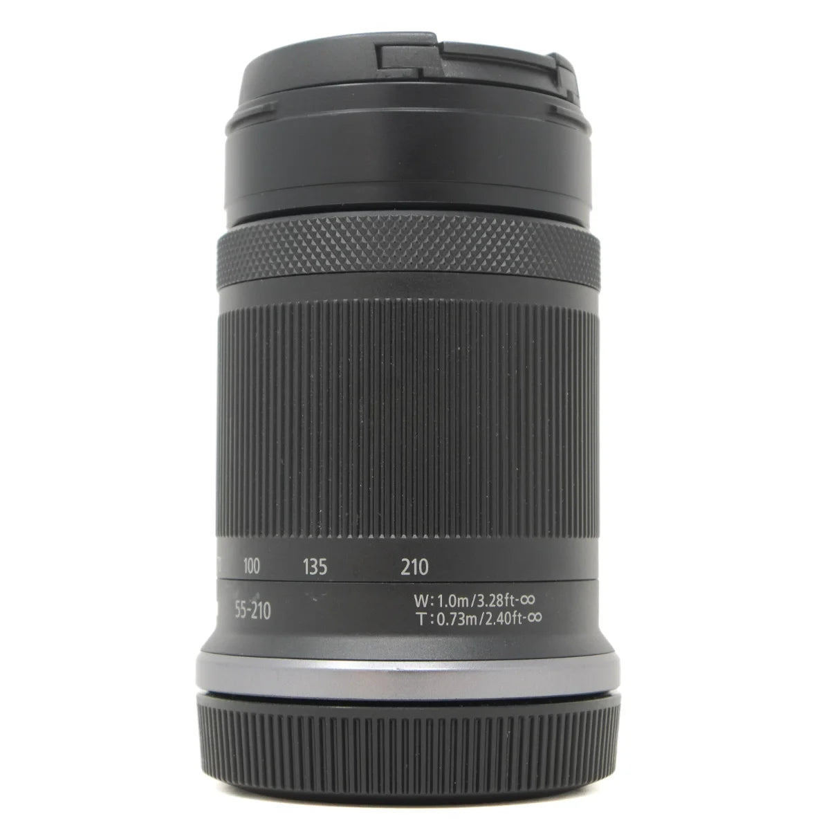 Used Canon RF-S 55-210mm F5-7.1 IS STM lens - side angle 