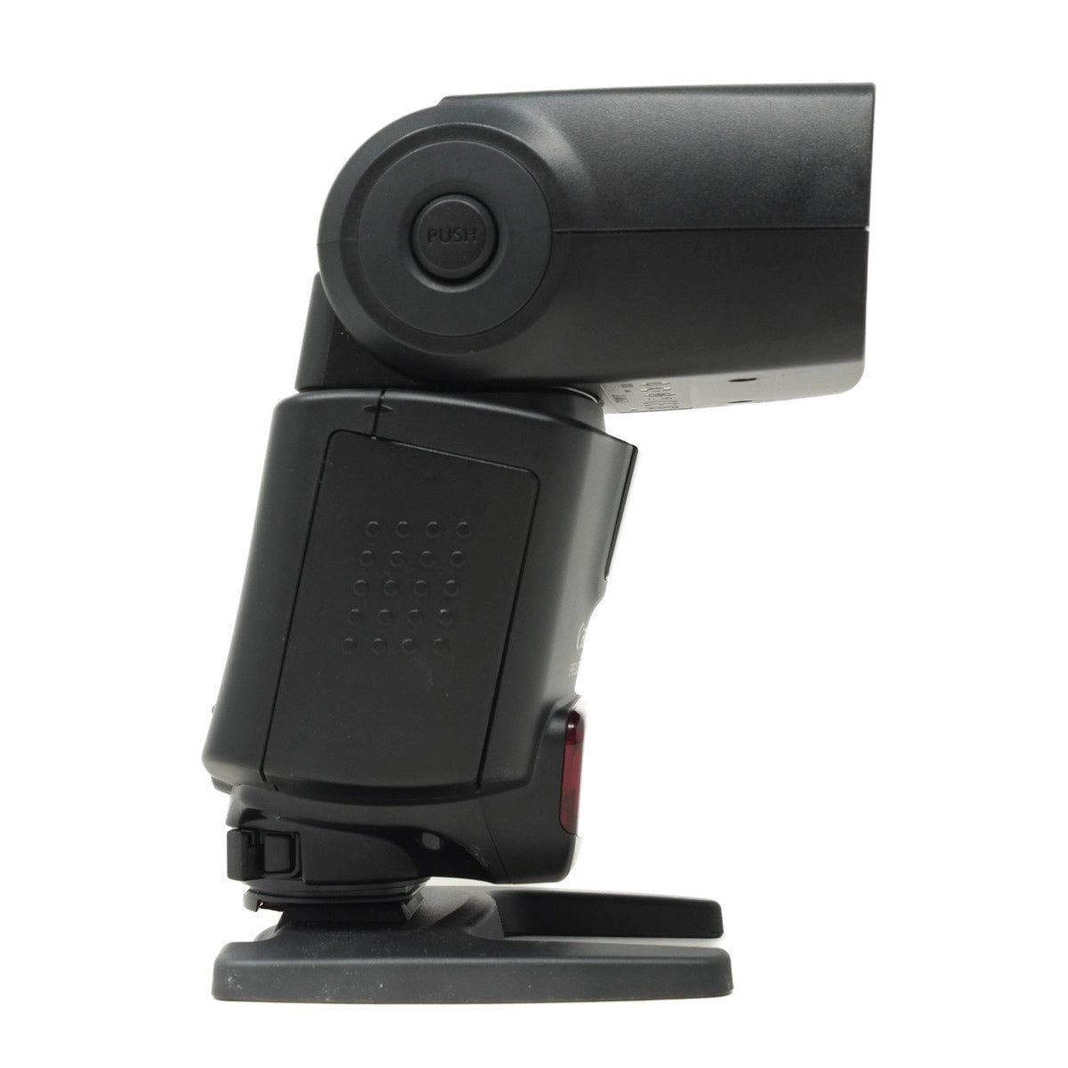 Black camera flash on a white background