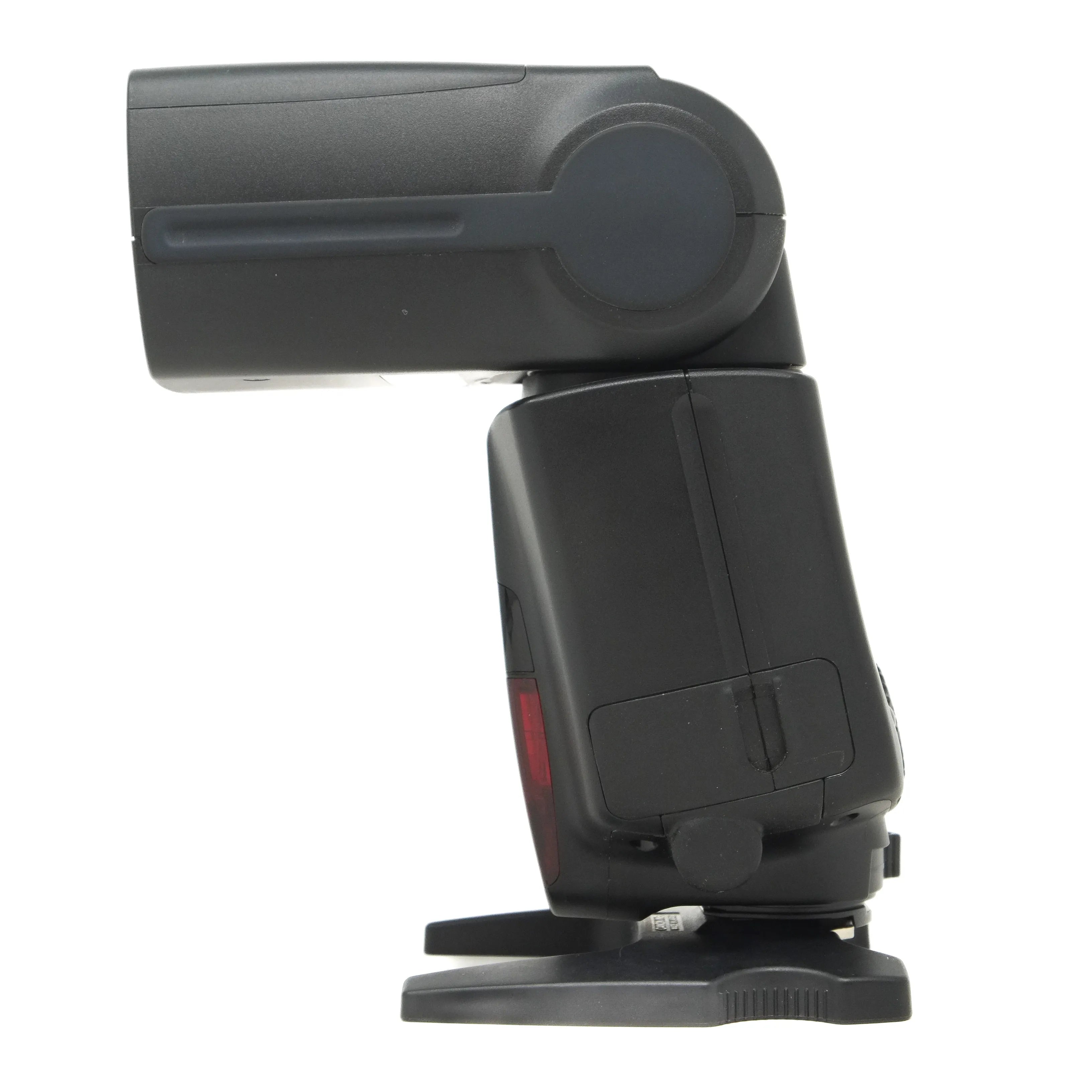 Black camera flash on a white background