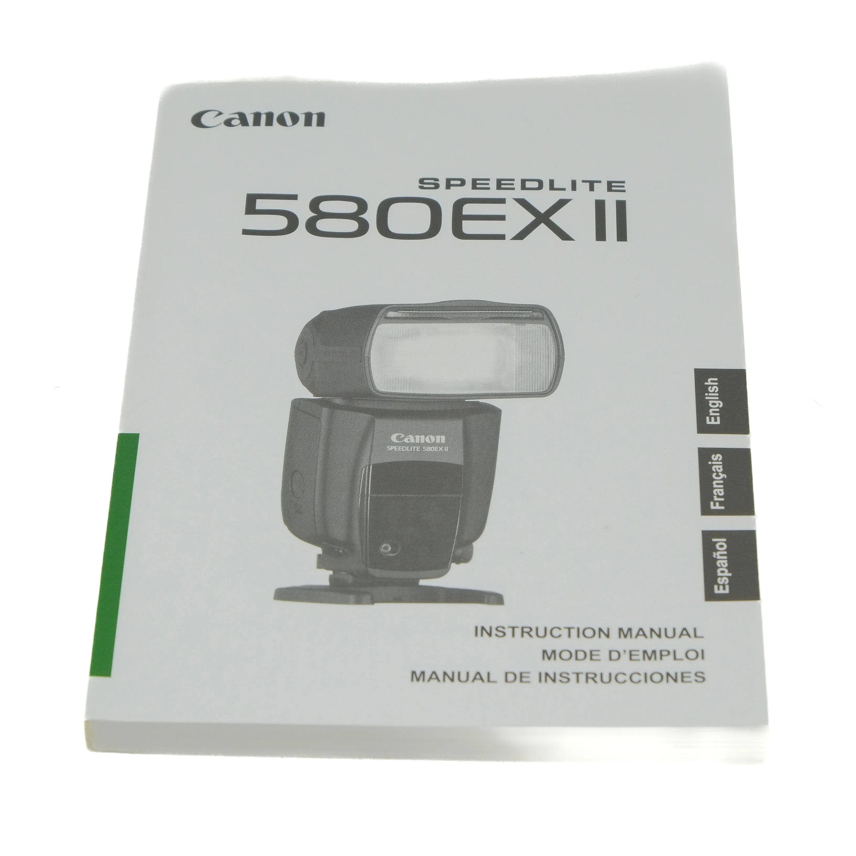 Canon Speedlite 580EX II instruction manual on a white background