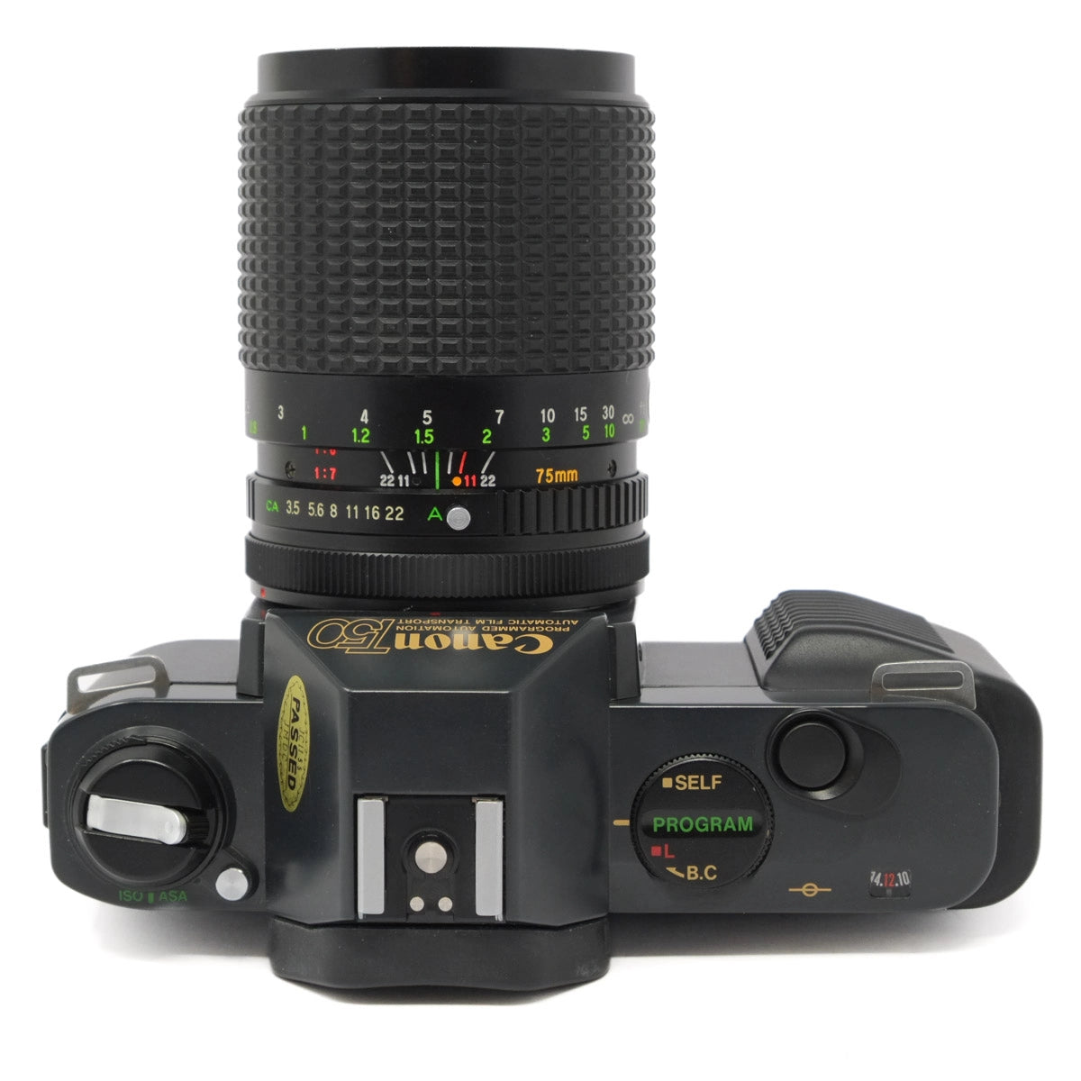 Camera lens with Canon branding on a white background