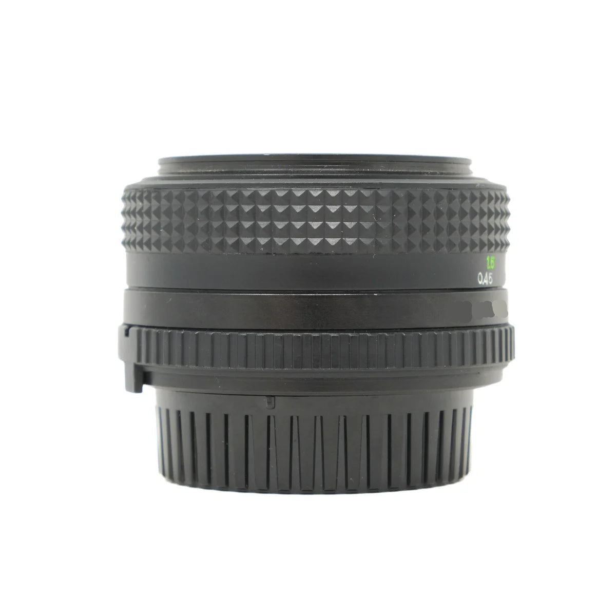 Used Cosina 50mm F1.8 M/MD fitting - side angle 