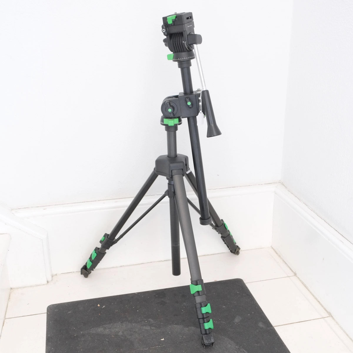 Used Cullman 2904 multifunction tripod with extra bar and head - front angle 