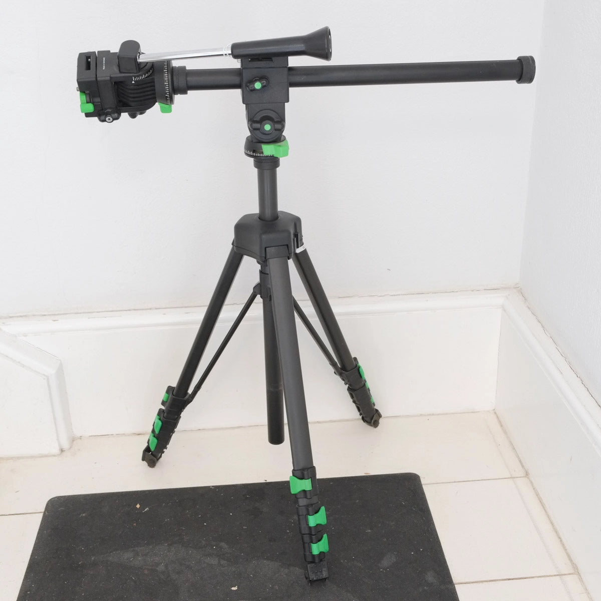 Used Cullman 2904 multifunction tripod with extra bar and head - side angle 