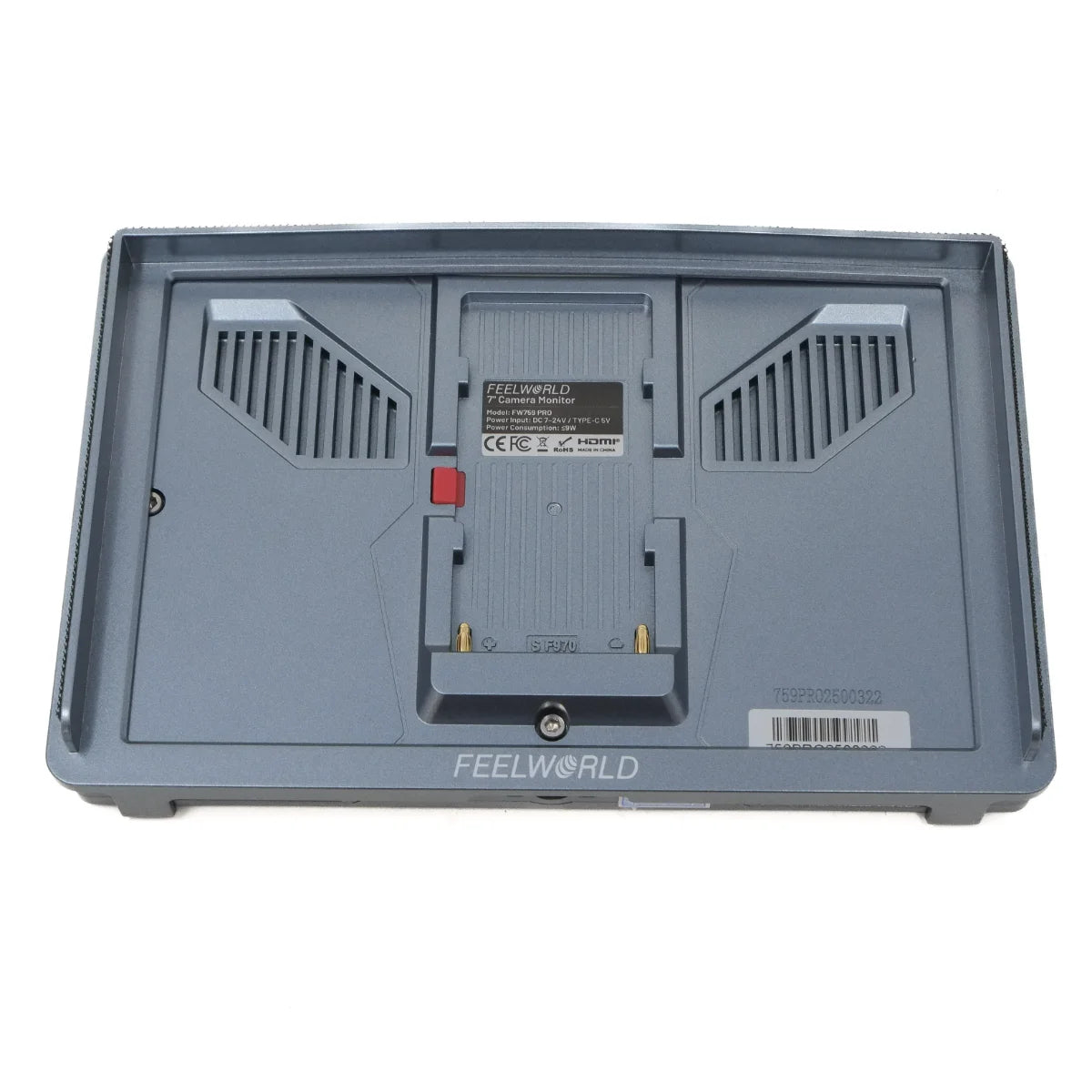 Used FeelWorld FW759 Field Monitor 7" in Case - back angle 