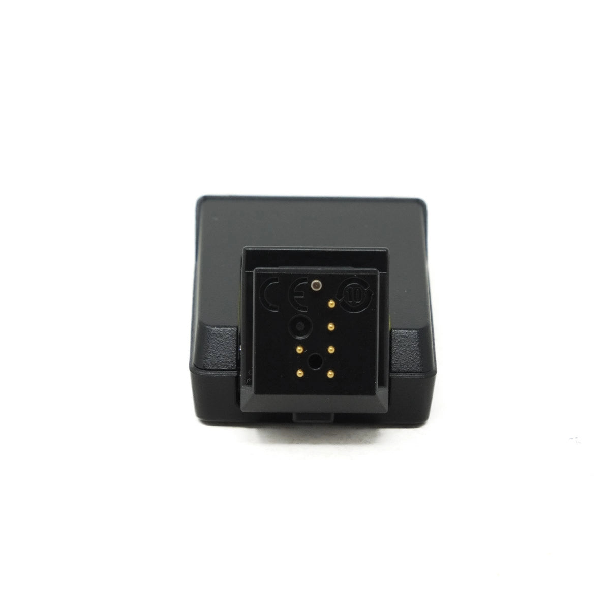 Black electronic component on a white background