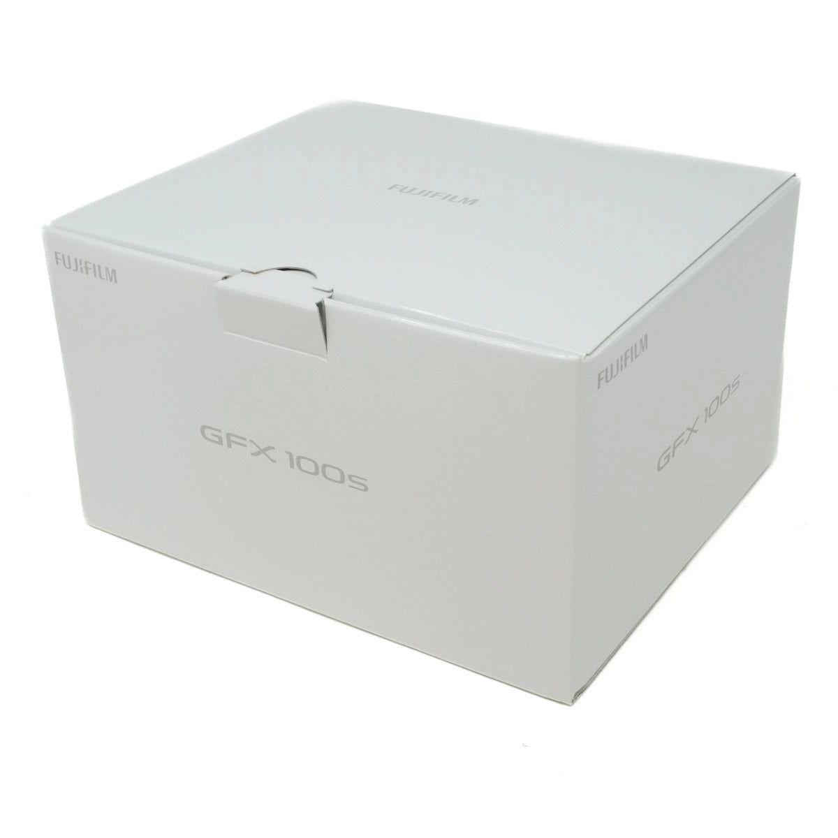 White box with 'GFX 100S' branding on a white background