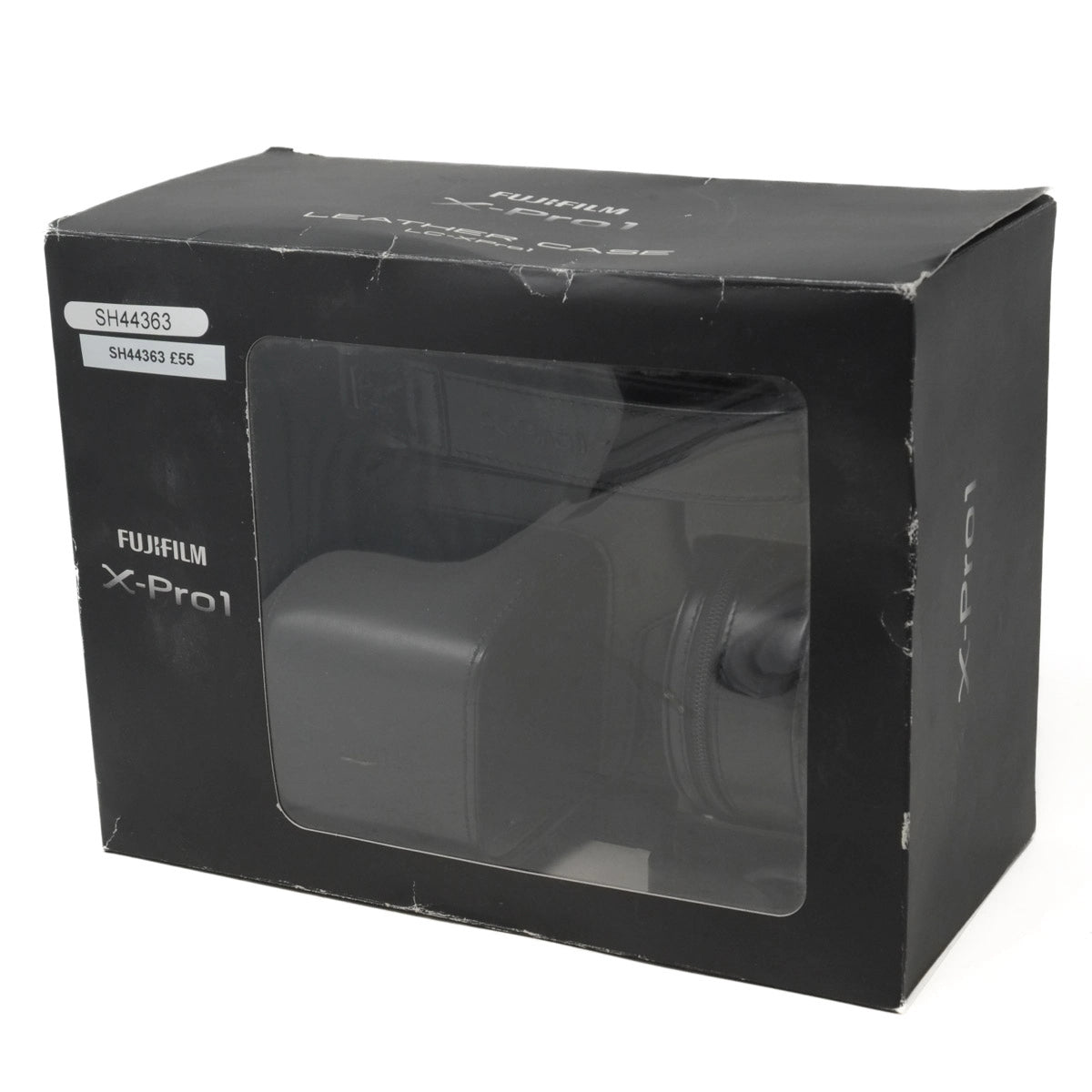 Black Fujifilm X-Pro1 camera case packaging on a white background