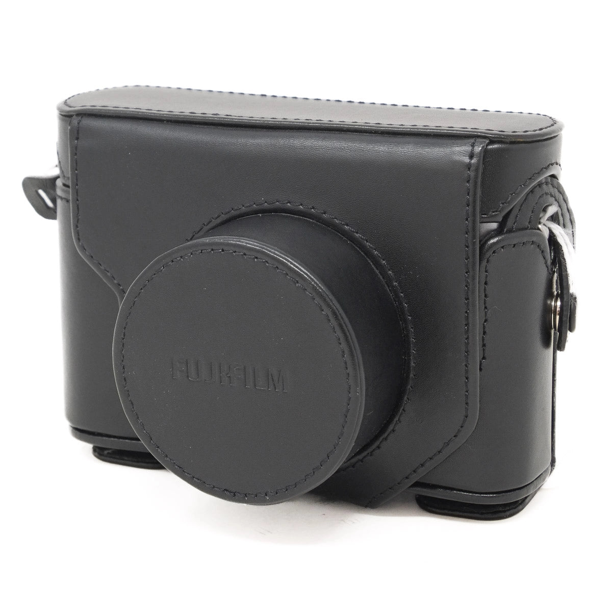 Black camera case with Fujifilm logo on a white background