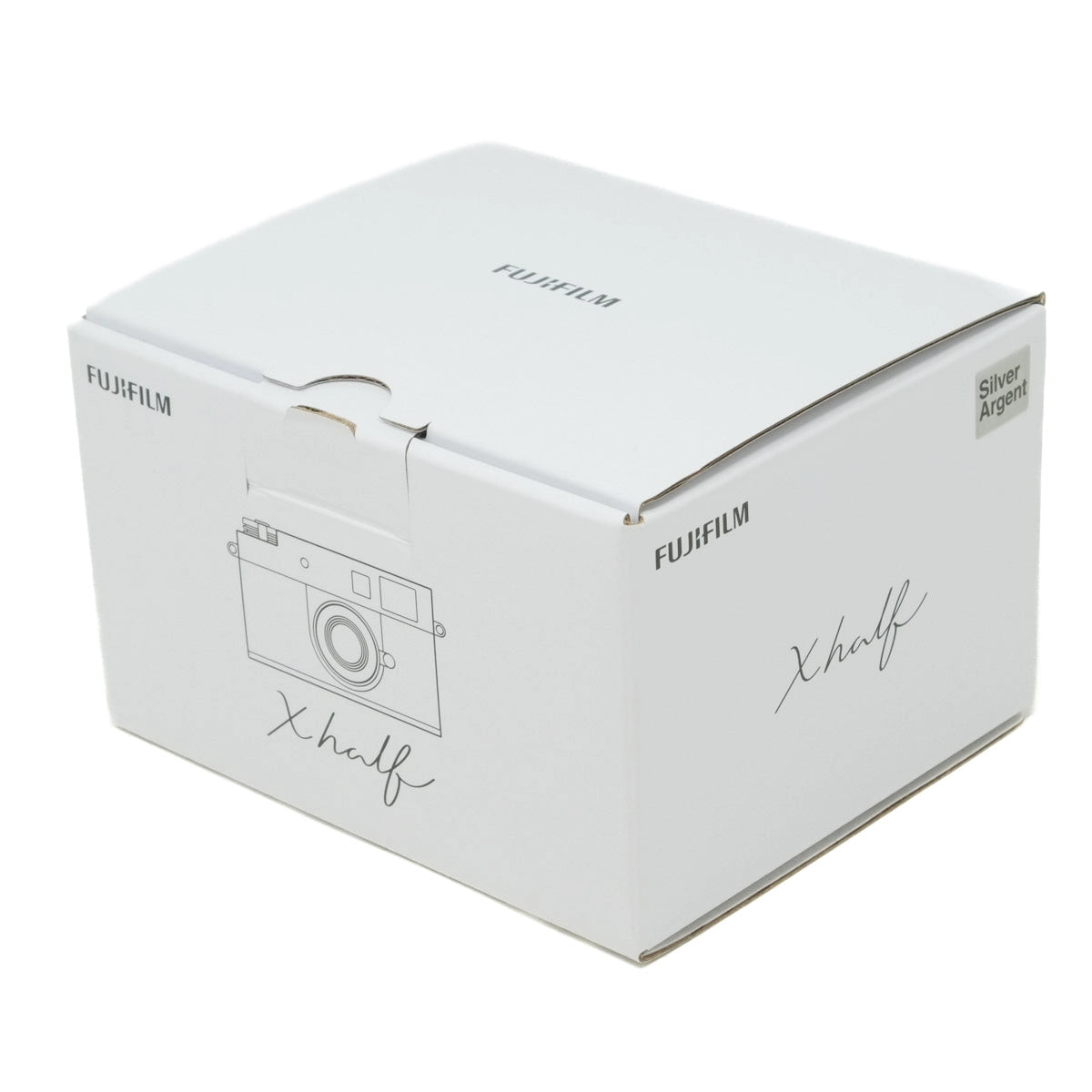 White box with Fujifilm branding and camera illustration on a white background