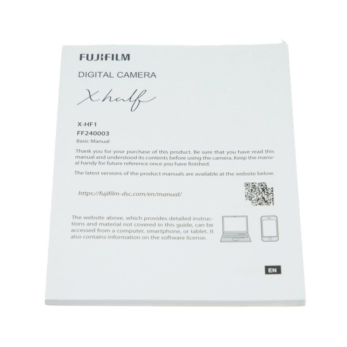 Used Fujifilm X Half in Silver and mint condition - manual