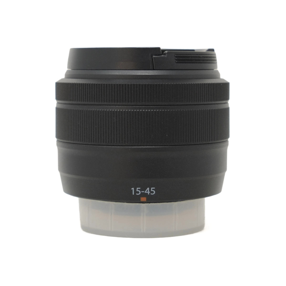 Camera lens with '15-45' marking on a white background