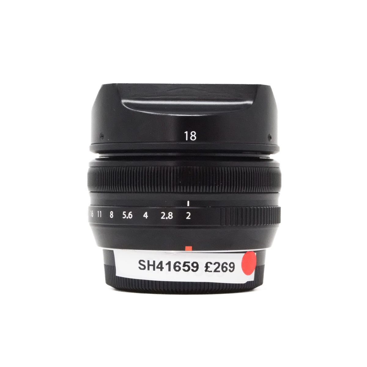 Used Fujifilm XF 18mm F2 lens with top angle