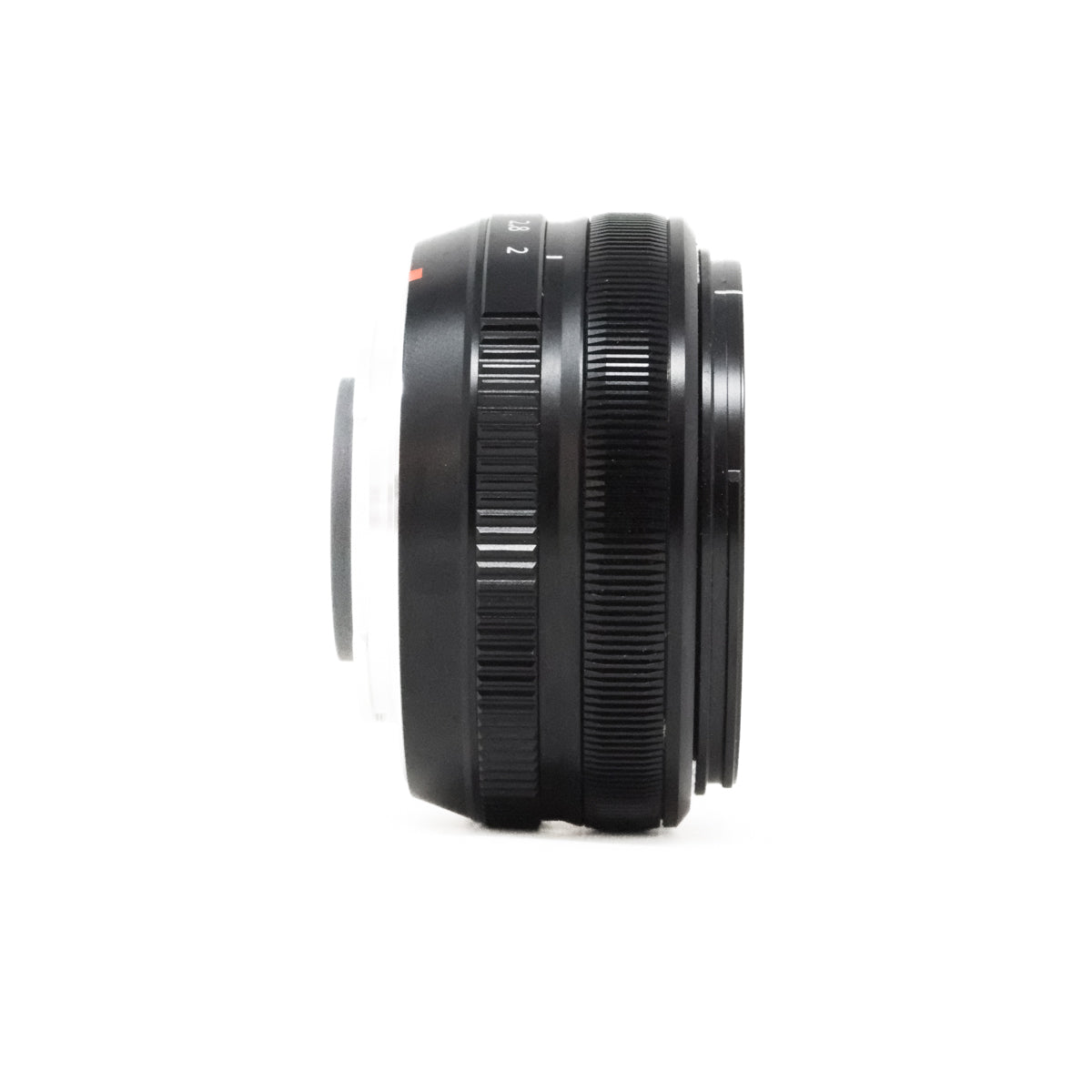 Used Fujifilm XF 18mm F2 lens with side angle