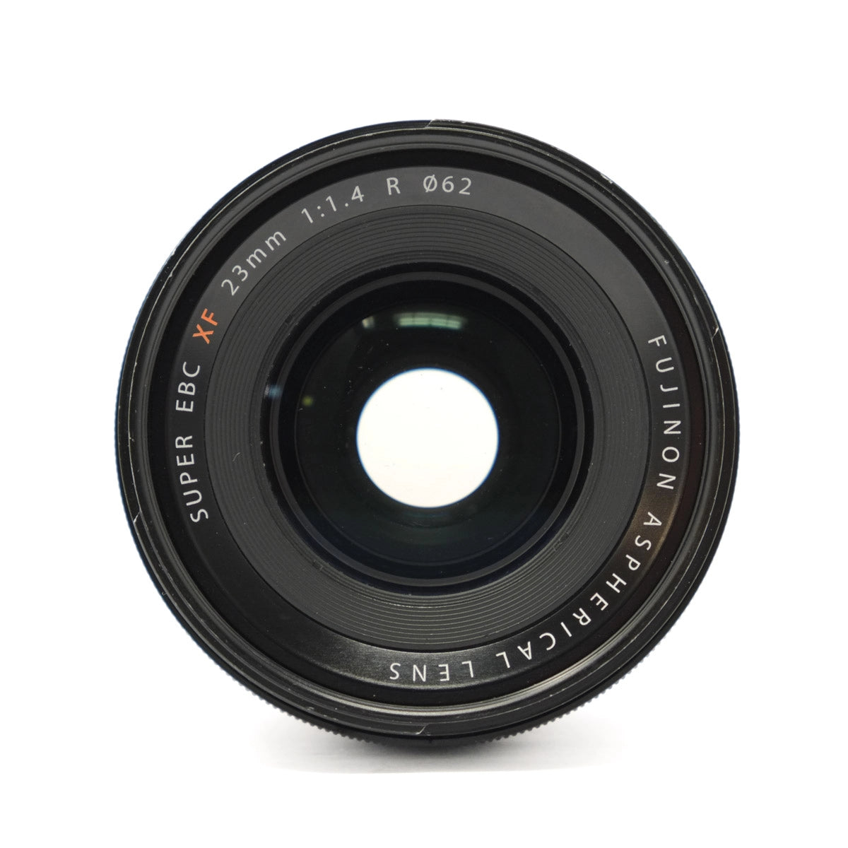 Camera lens with 'Fujifilm' branding on a white background