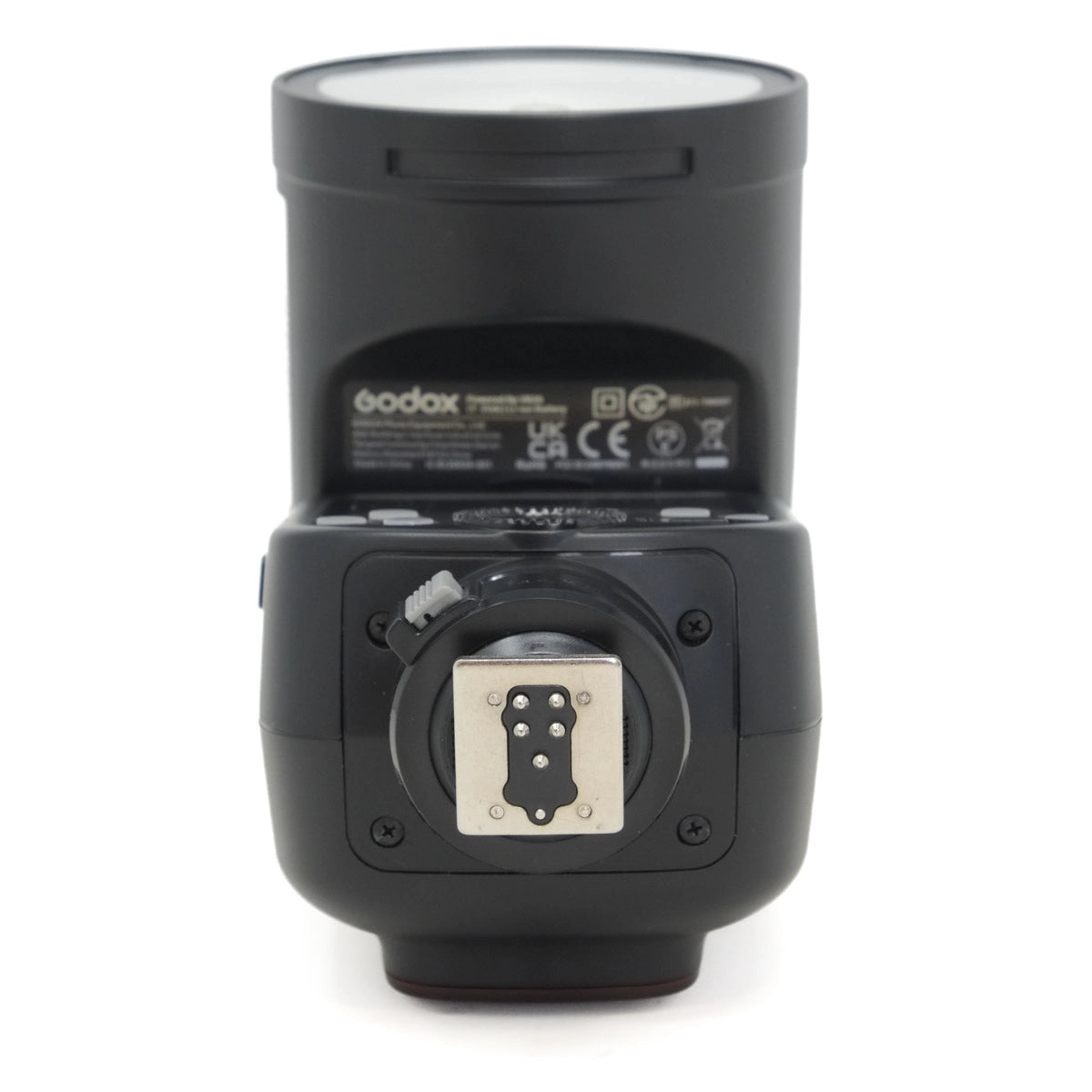 Used Godox V1 C Fully TTL rechargeable flash unit for Canon Rf - bottom angle 