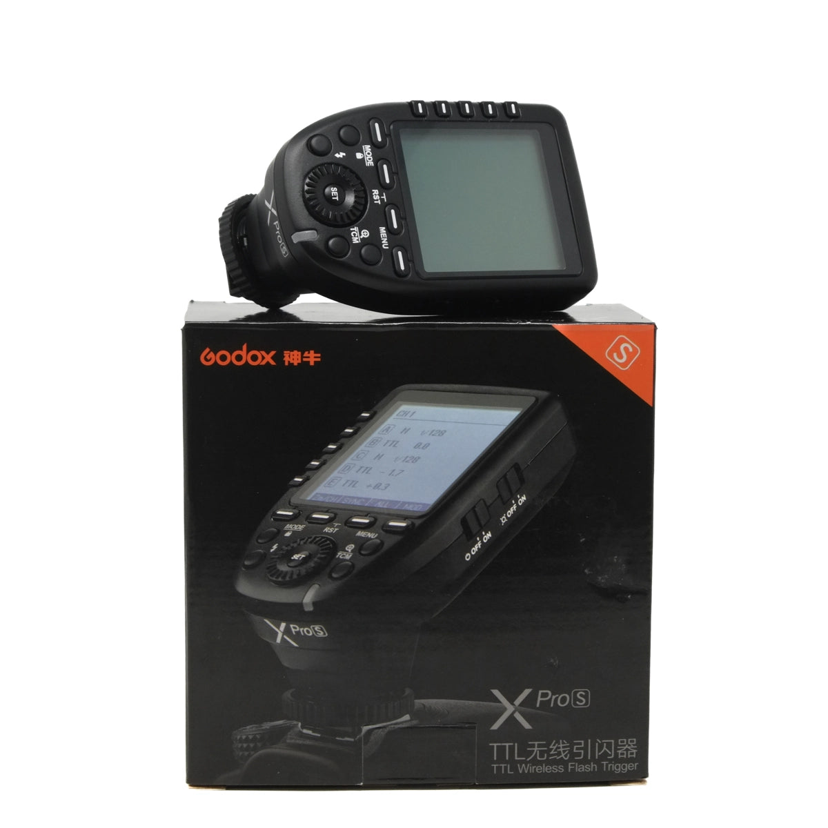 Used Godox X Pro Flash Trigger for Sony Cameras - Front angle with original box 