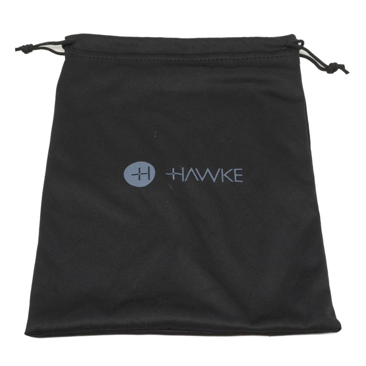 Black drawstring pouch with Hawke logo on a white background