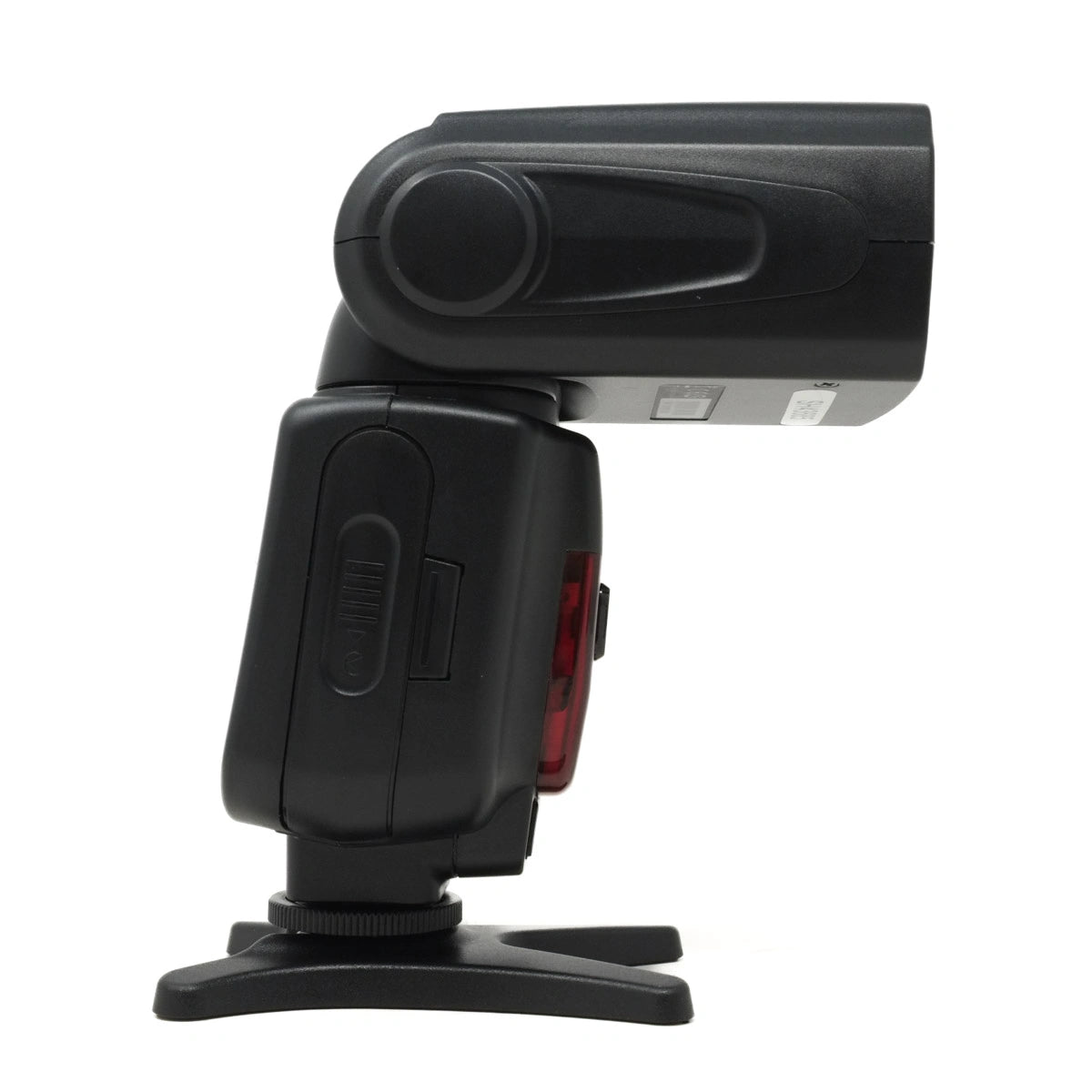 Black camera flash on a white background