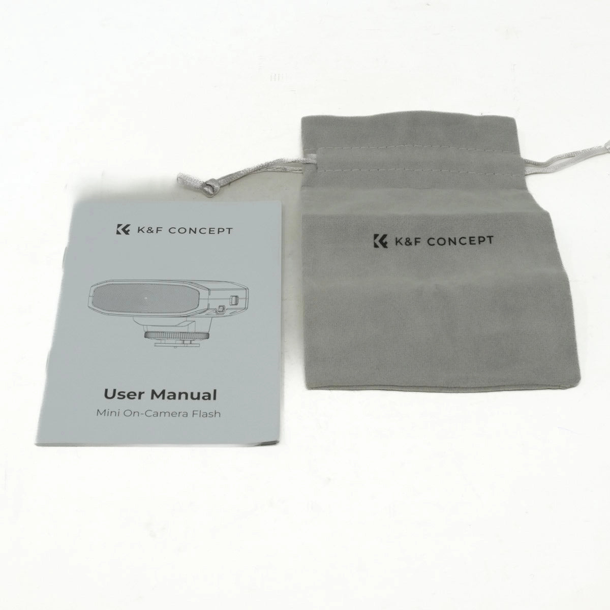 K&F Concept user manual and pouch on a white background
