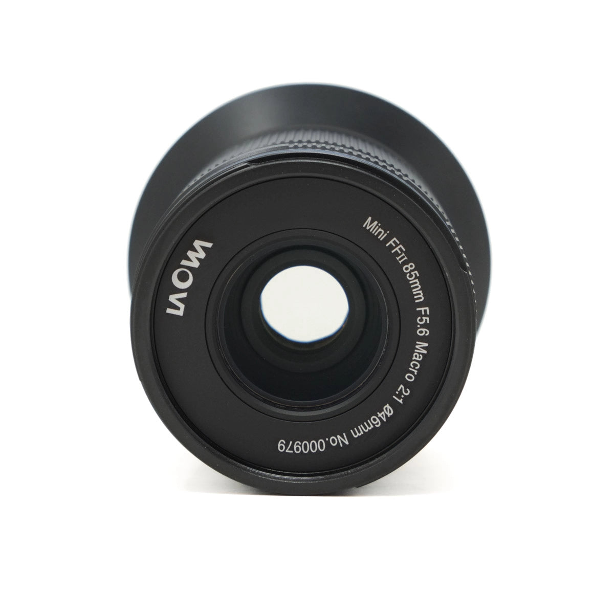 Black camera lens with 'Laowa' branding on a white background