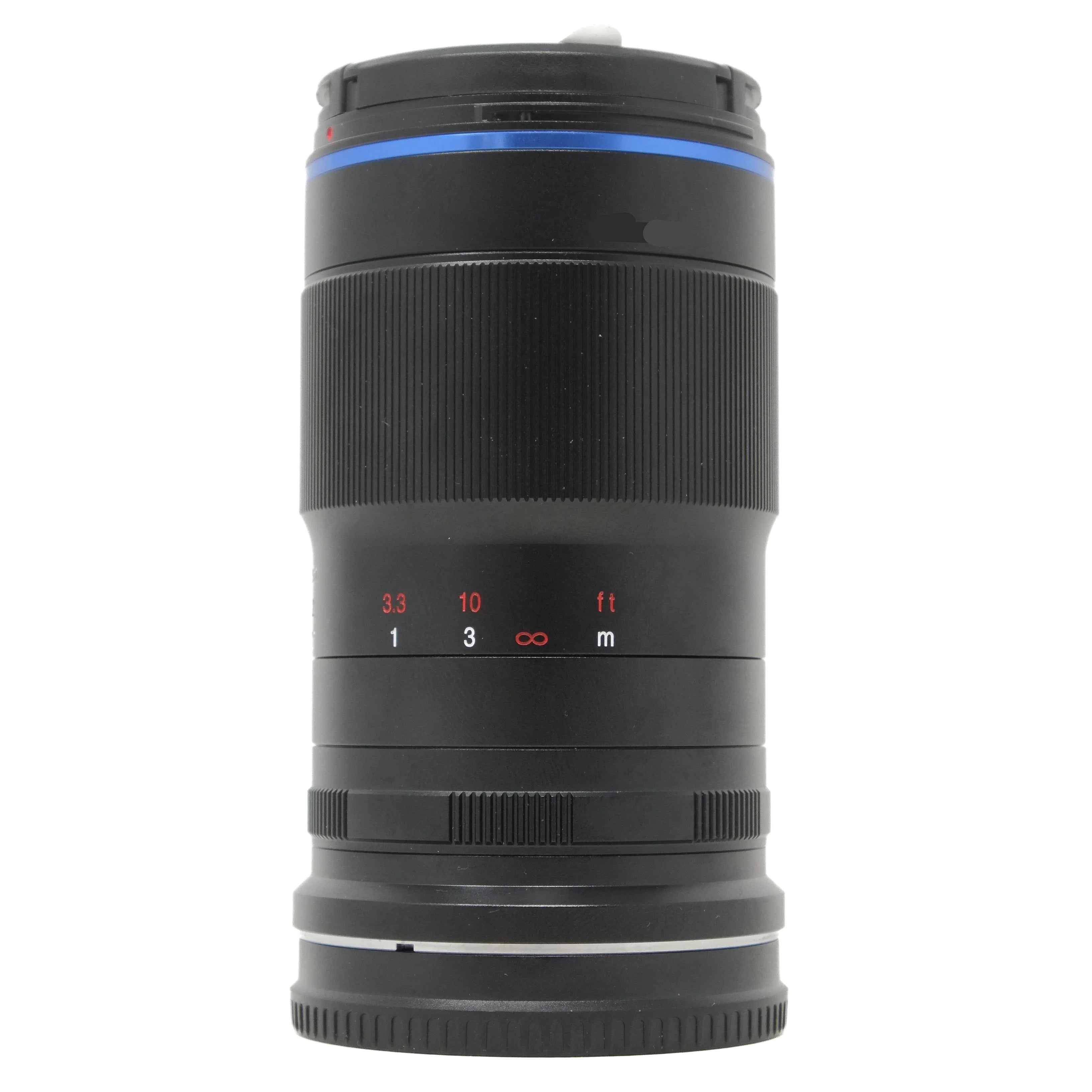 Camera lens with focus and f-number indicators on a white background