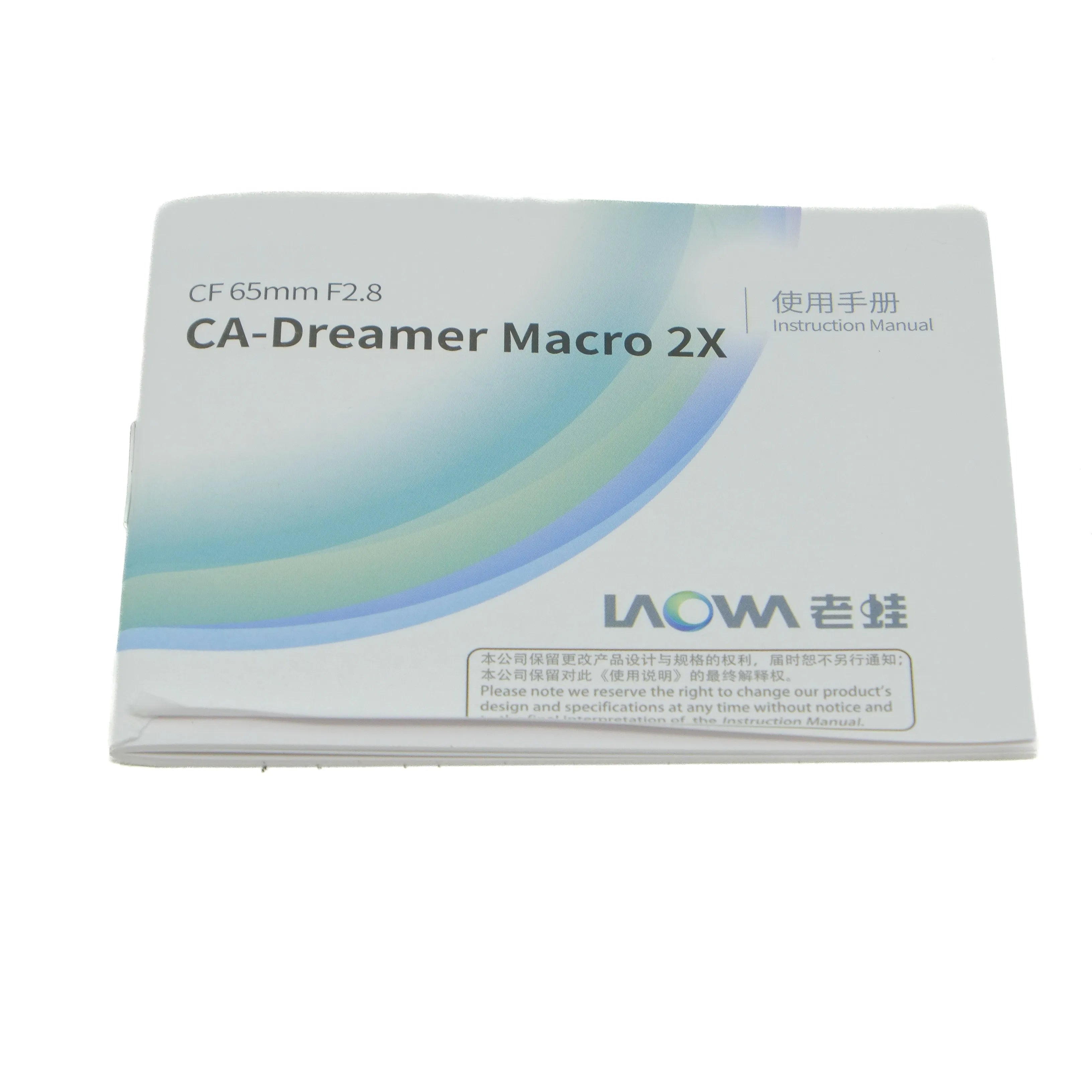 LAOWA CA-Dreamer Macro 2X instruction manual on a white background