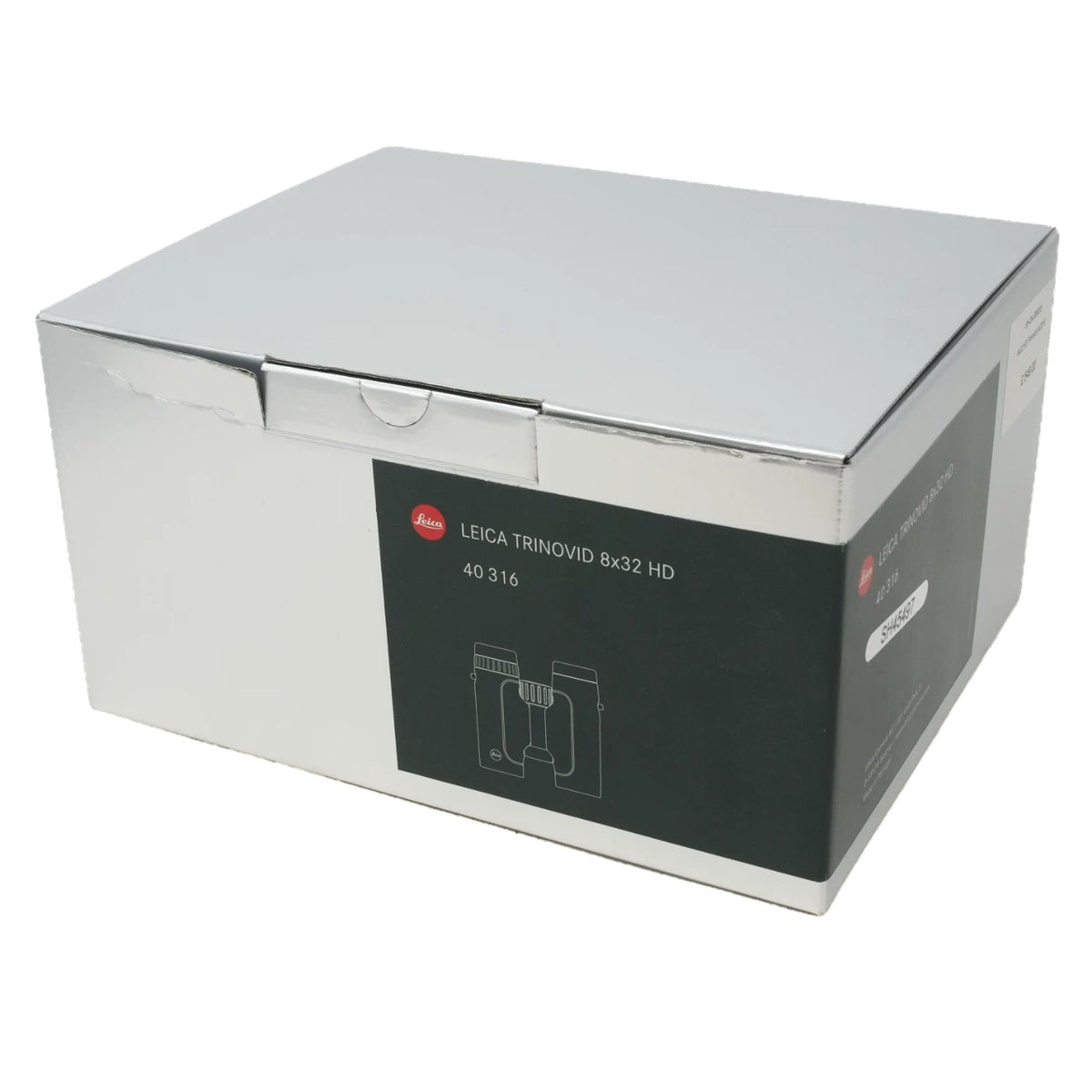 Leica Trinovid 8x32 HD camera lens box, shown at a three-quarter angle on a white background.