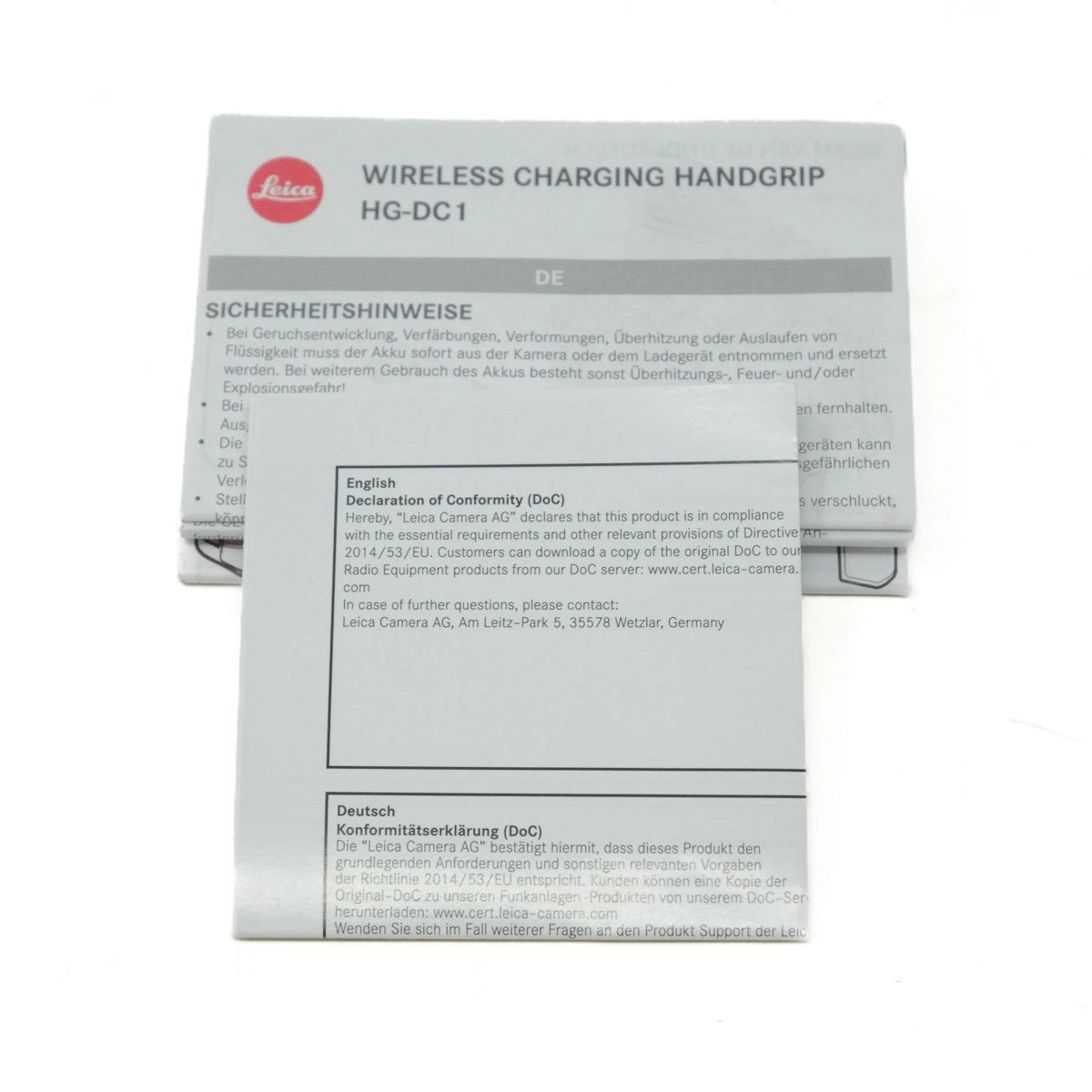 Leica wireless charging handgrip packaging on a white background