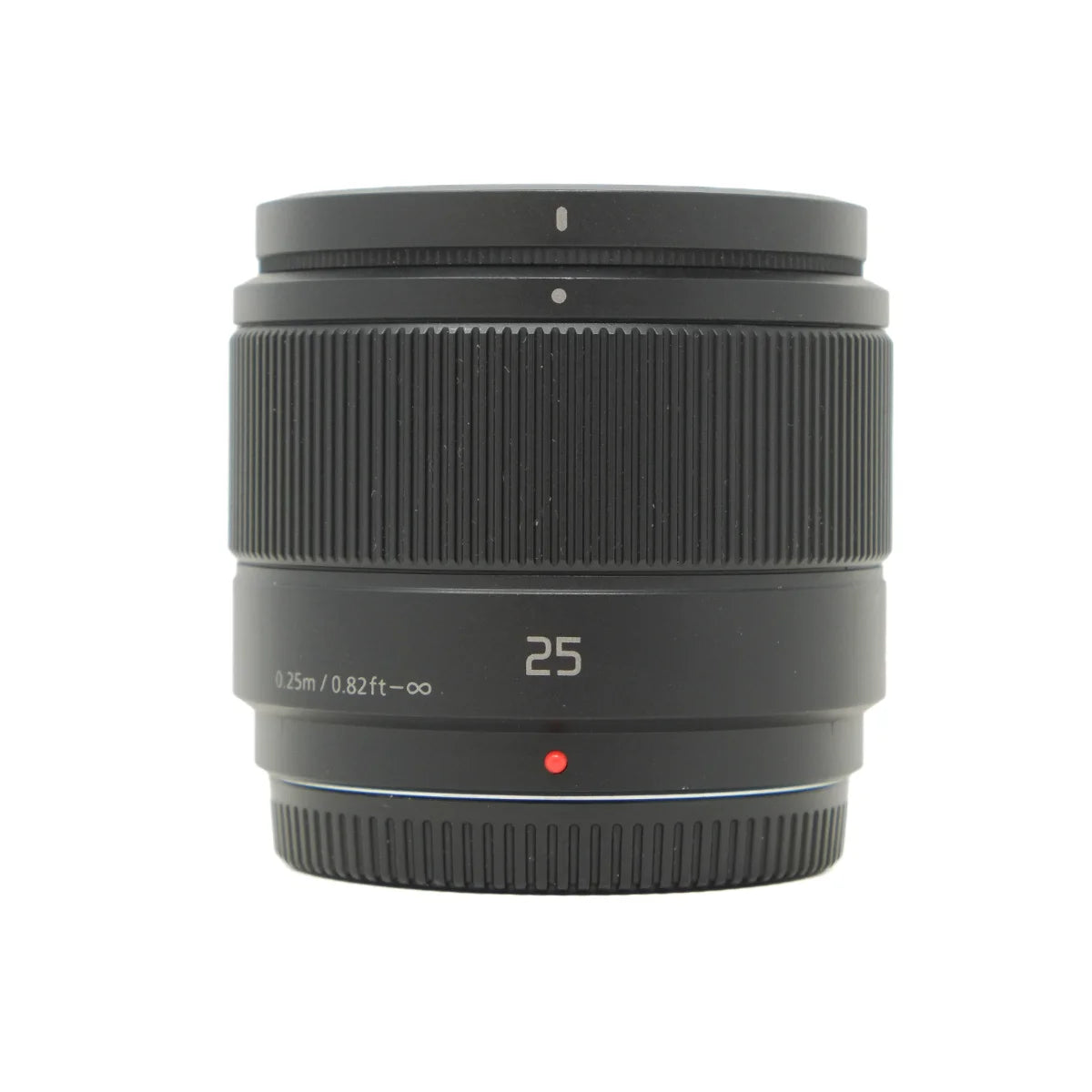 Used Lumix G 25mm f1.7 ASPH Lens - front angle 