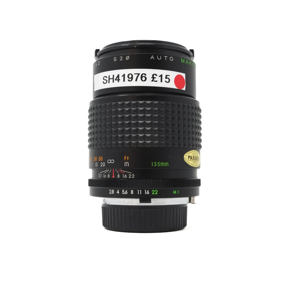 Used Makinon MC 135mm F2.8 Lens - Minolta Fit - Front angle 