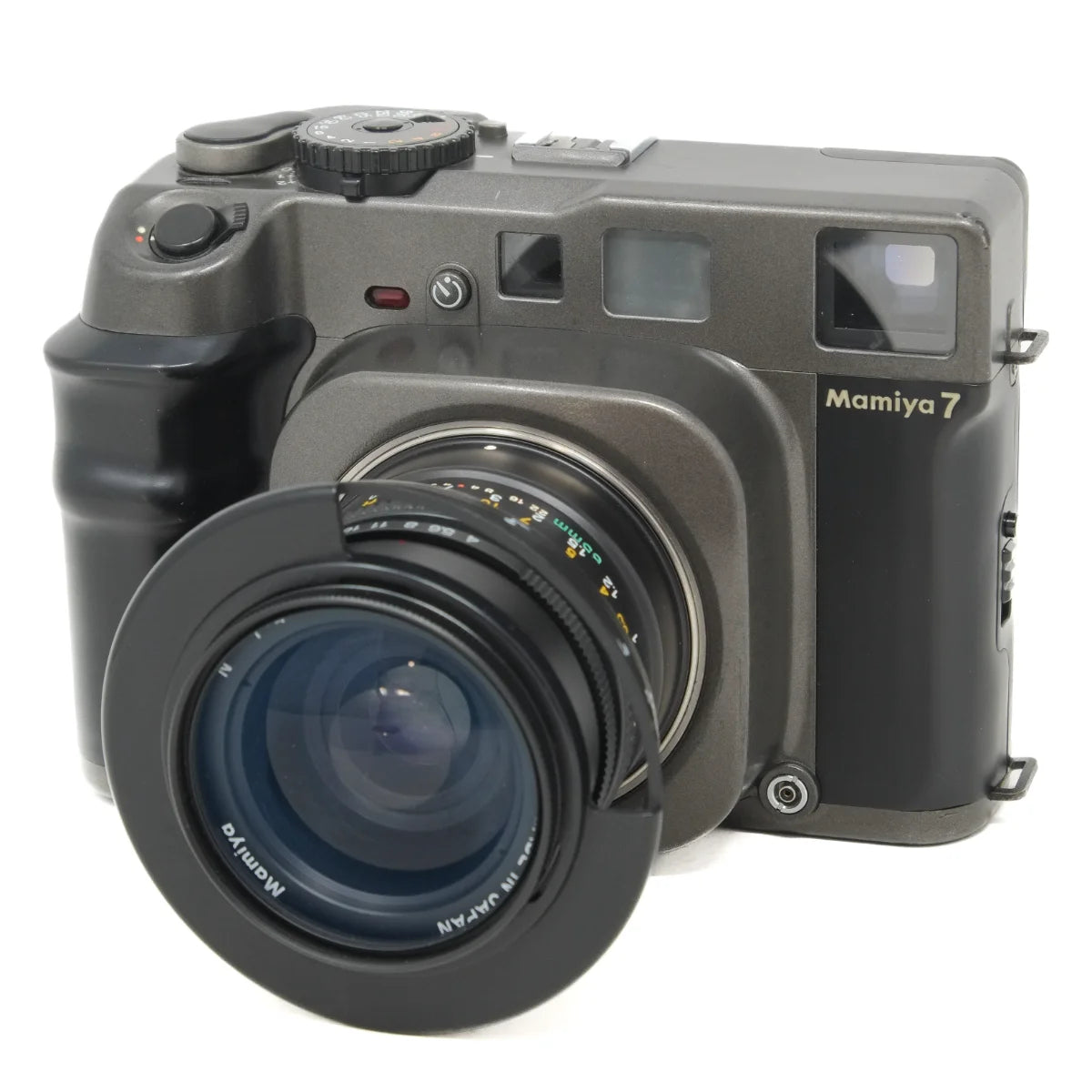 Used Mamiya 7 Film Camera + 65mm f4 Lens - Early Batch 'Sample' - front angle 