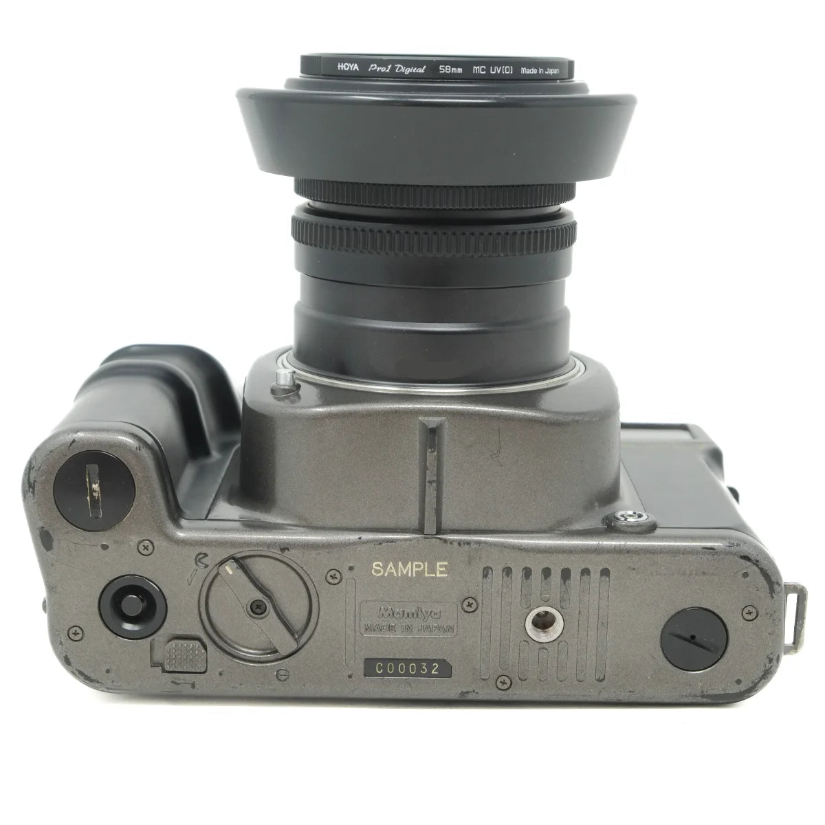 Used Mamiya 7 Film Camera + 65mm f4 Lens - Early Batch 'Sample' - bottom angle 