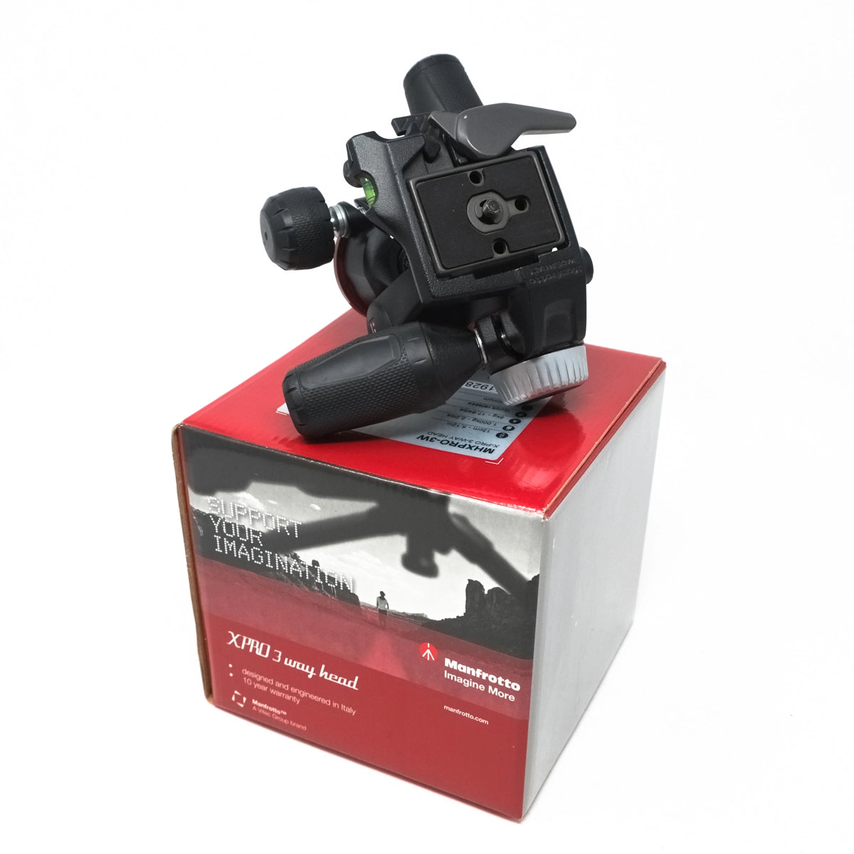 Used Manfrotto XPRO 3 Way Tripod Head - Top angle with original box 