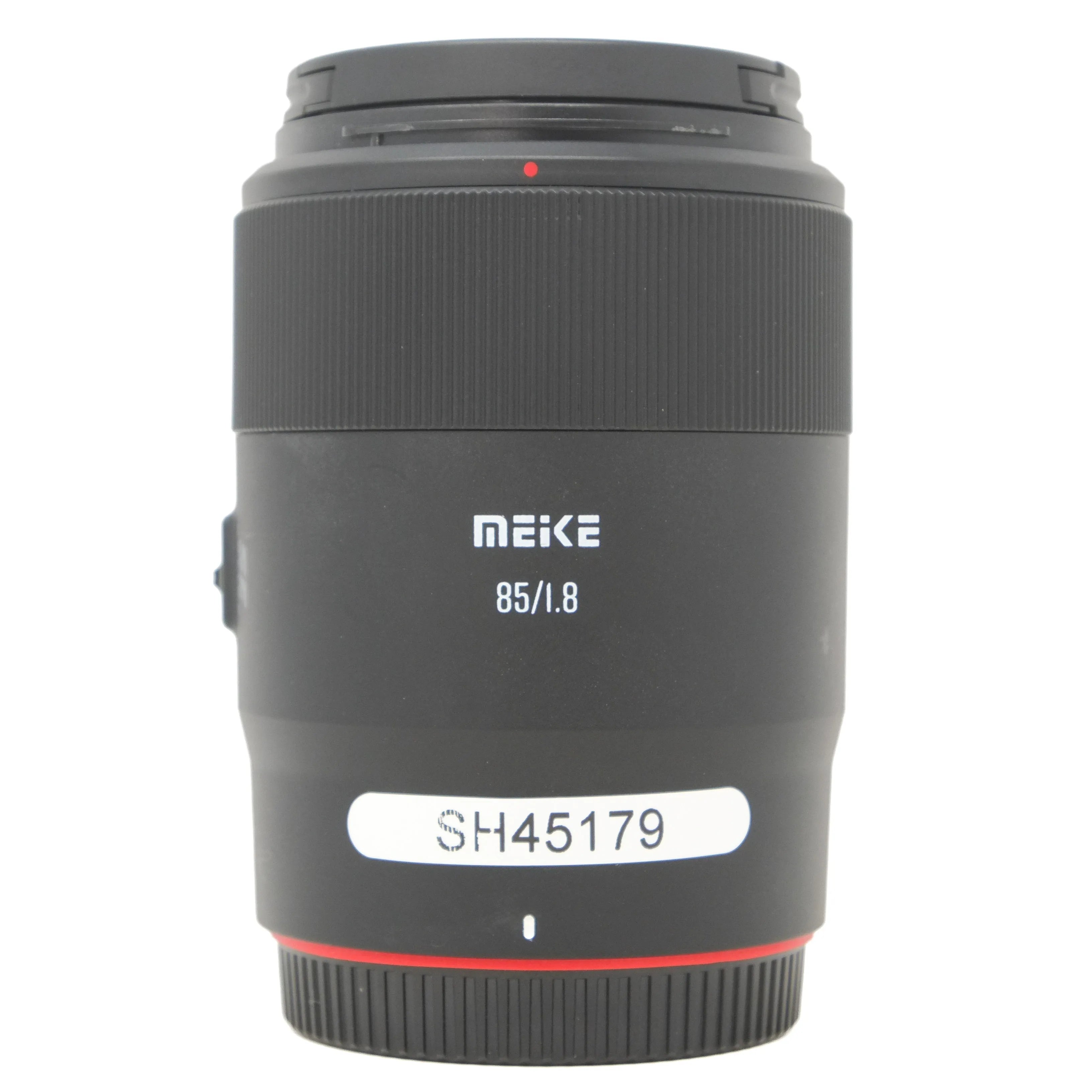 Camera lens with 'Meike' branding on a white background