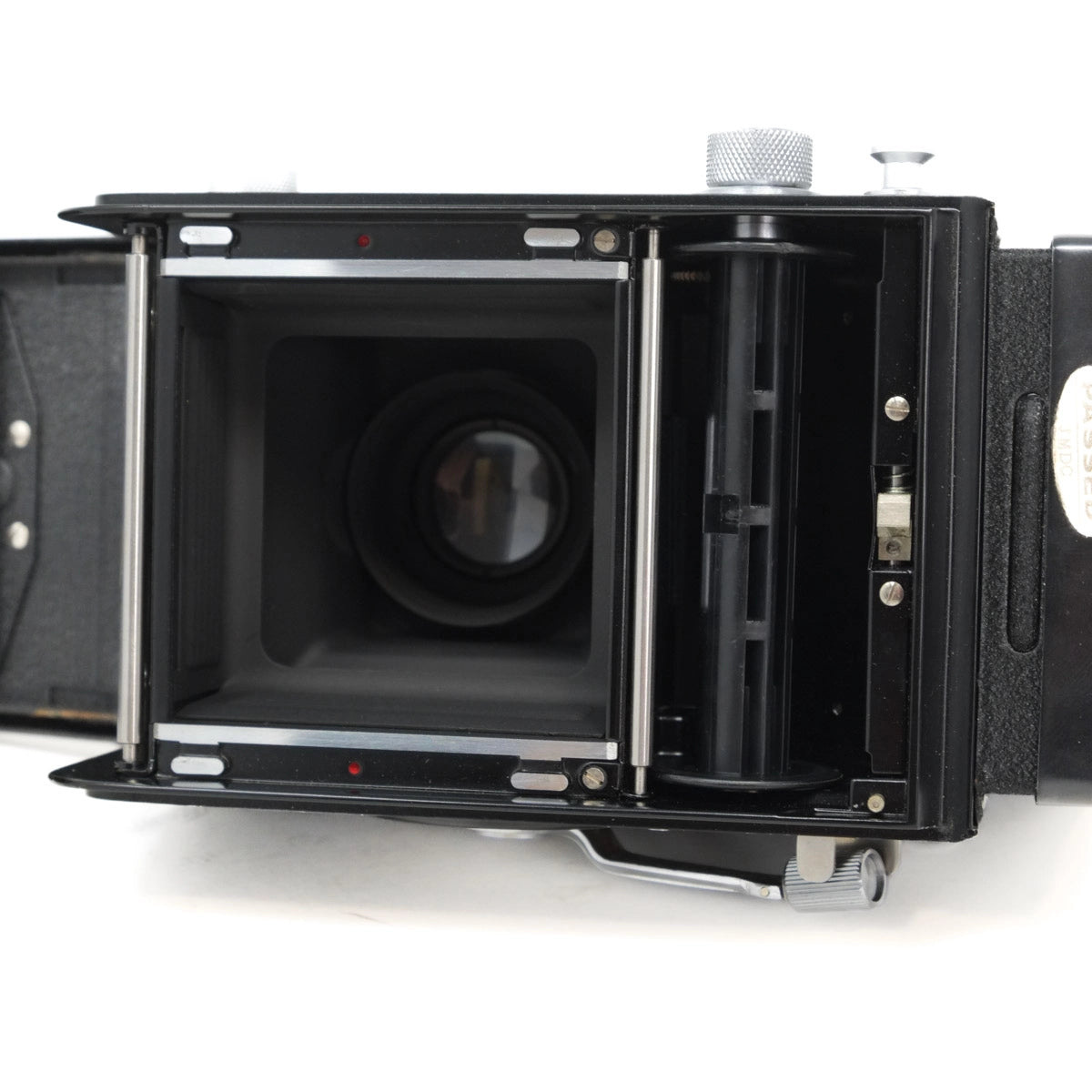 Used Minolta Autocord TLR with 75mm F3.5 - back angle (open)
