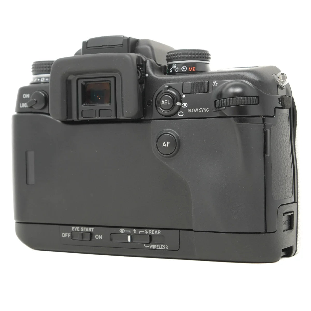 Used Minolta Dynax 9 Pro Film camera with 50mm F1.4 lens - back angle 