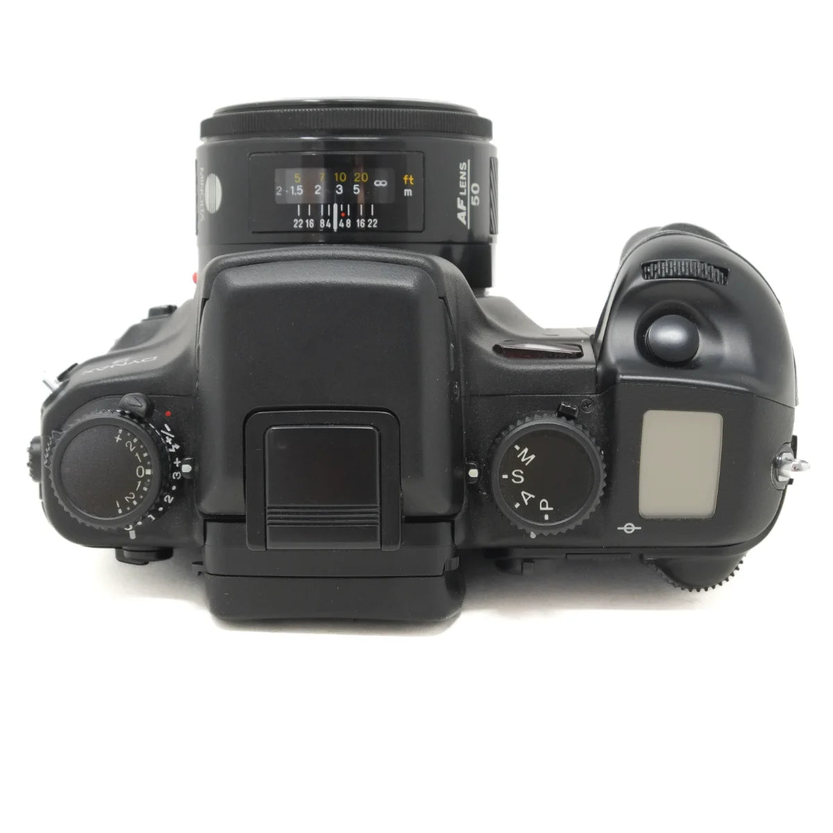 Used Minolta Dynax 9 Pro Film camera with 50mm F1.4 lens - top angle 