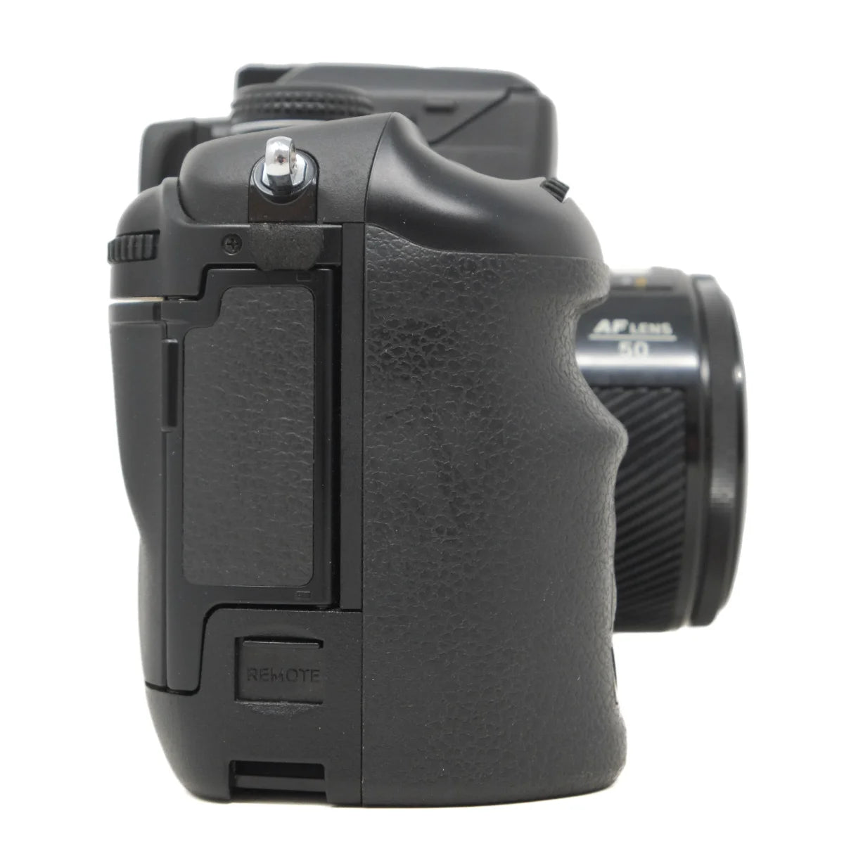 Used Minolta Dynax 9 Pro Film camera with 50mm F1.4 lens - side angle 