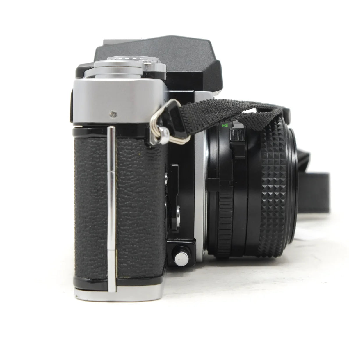 Used Minolta XE-5 film camera with 50mm F2 - side angle 