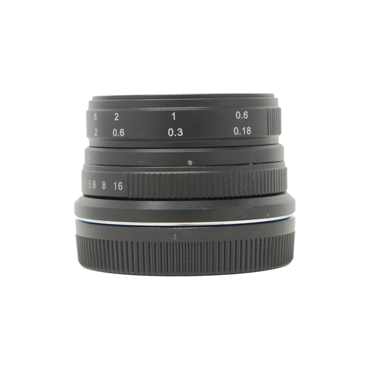 Used Neewer 25mm F1.8 lens in Canon EF-M - side angle 