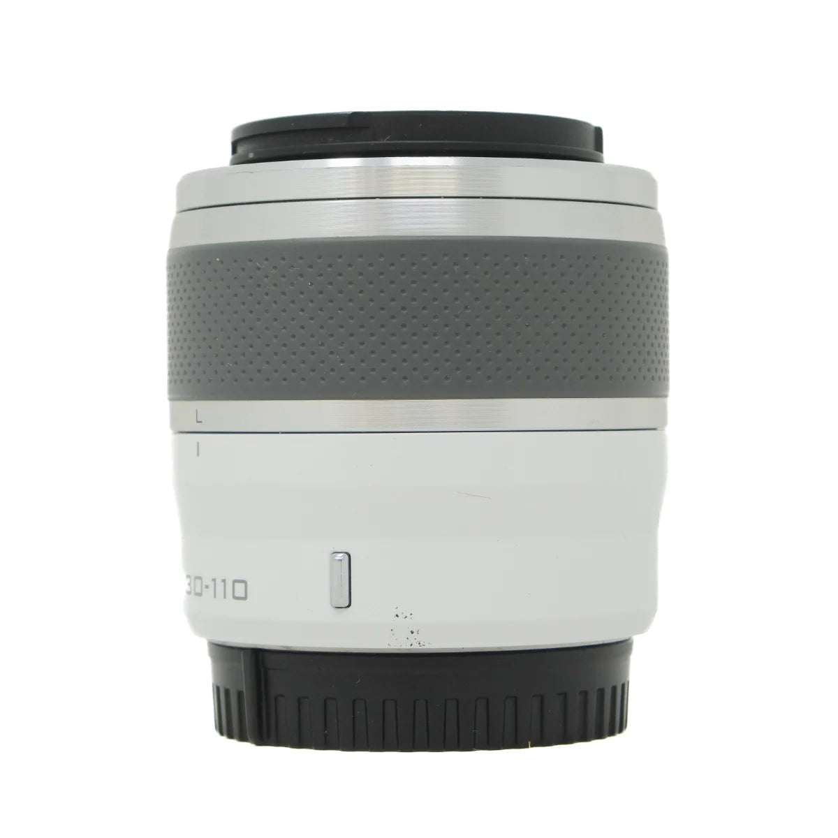 Used Nikon 1 Series Nikkor 30-110mm F3.8-5.6 VR Lens in White - side angle 
