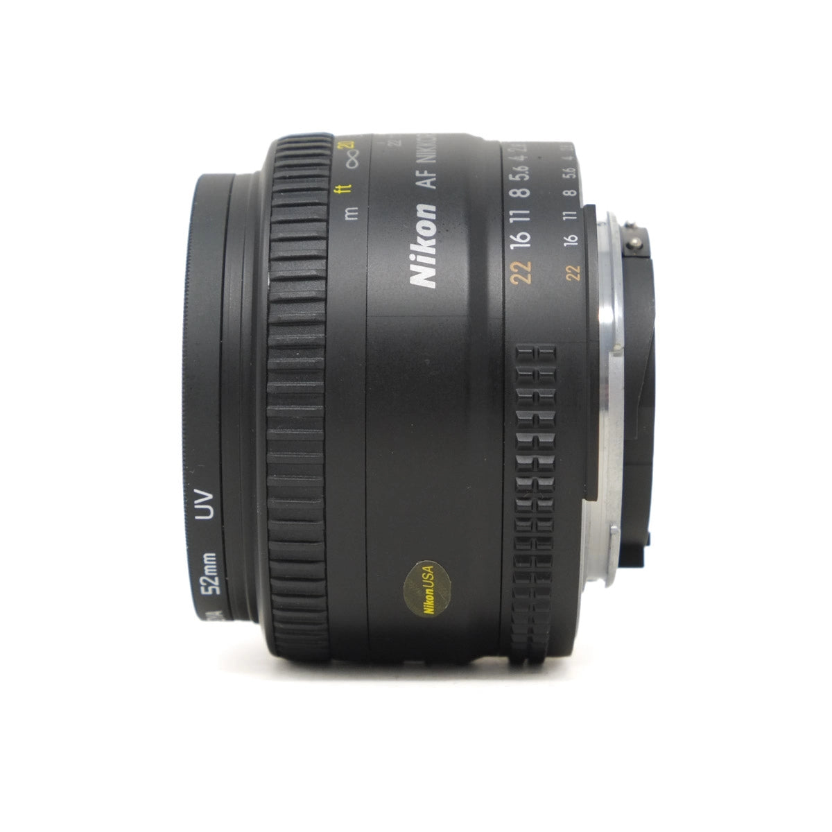 Nikon camera lens on a white background