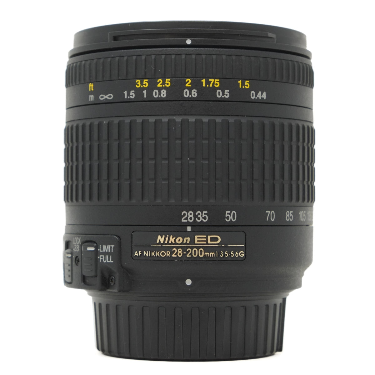 Nikon camera lens on a white background