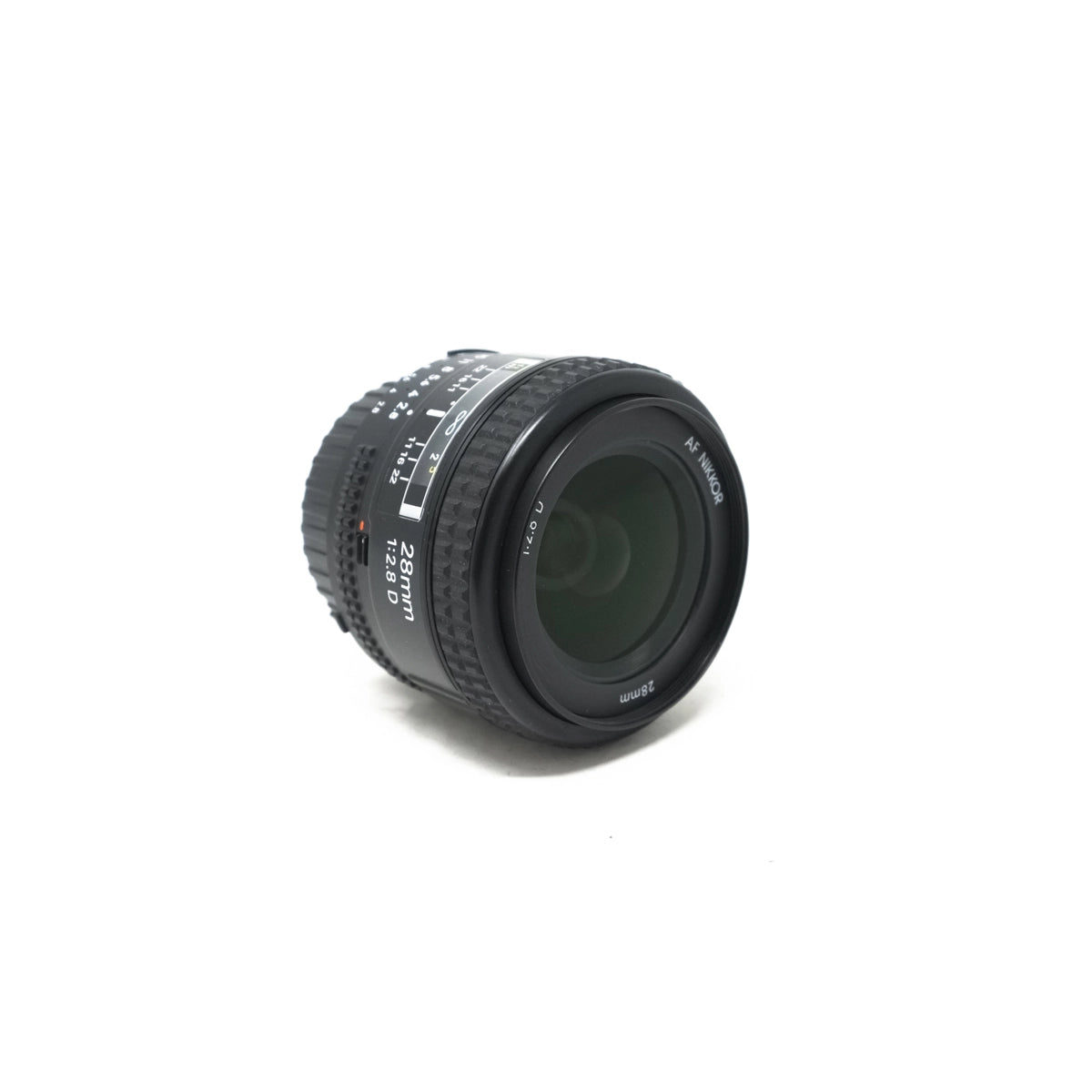 Used Nikon AF 28mm F2.8D Lens - Top angle without lens cap 