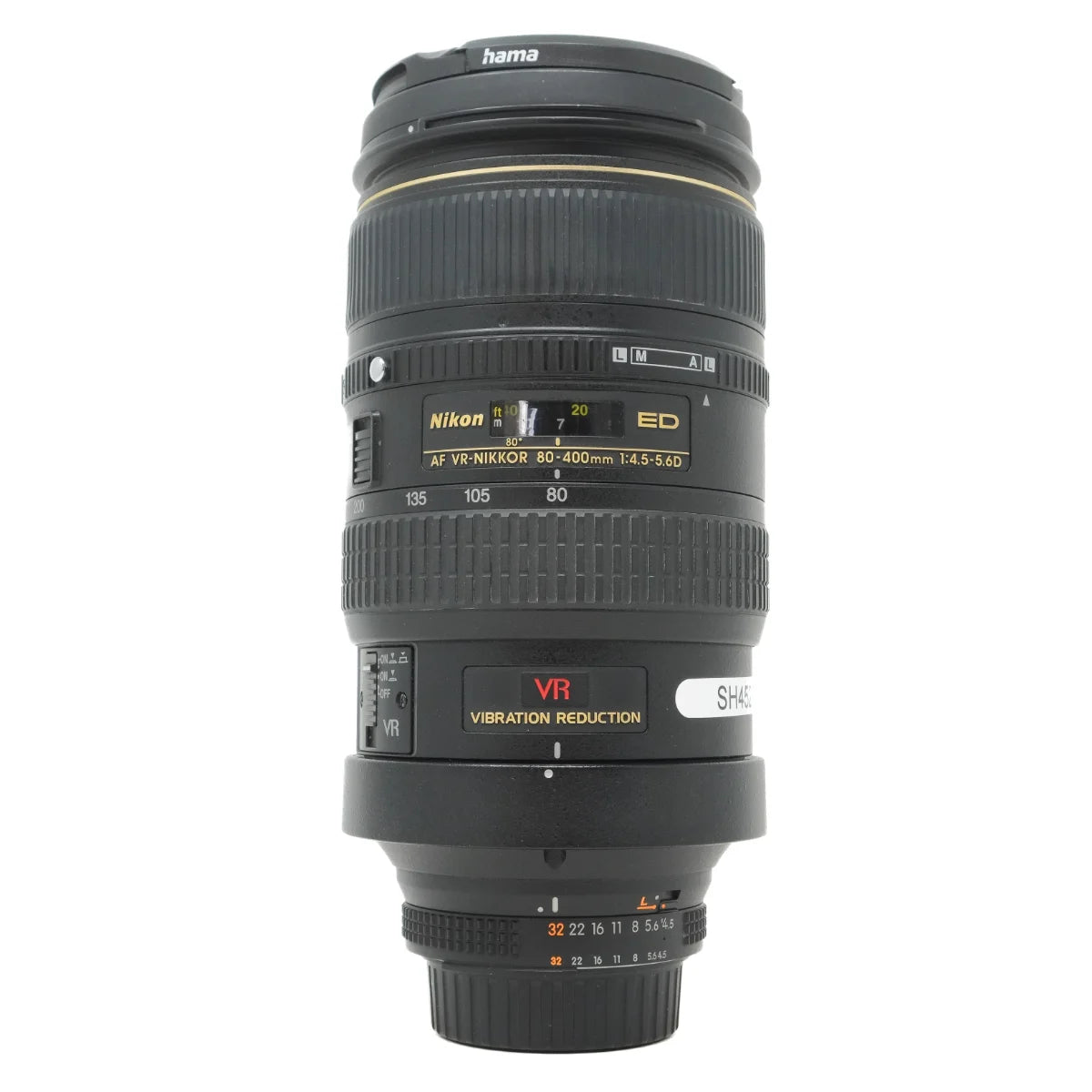 A Nikon AF-S NIKKOR ED VR 200mm f/4G lens in black with gold, red, and white text details, shown against a plain white background.