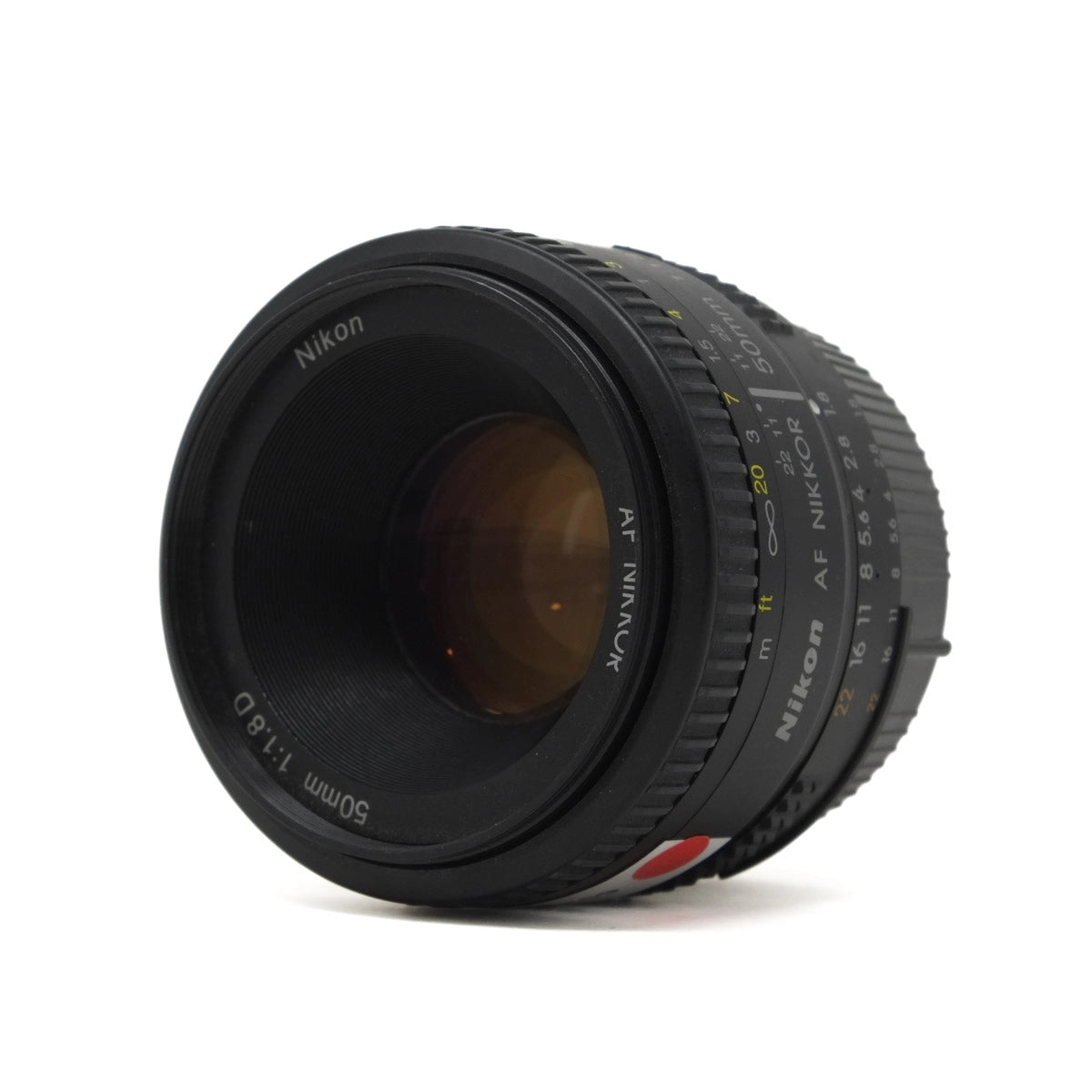 Used Nikon AF NIKKOR 50mm F1.8D Lens - Top angle 