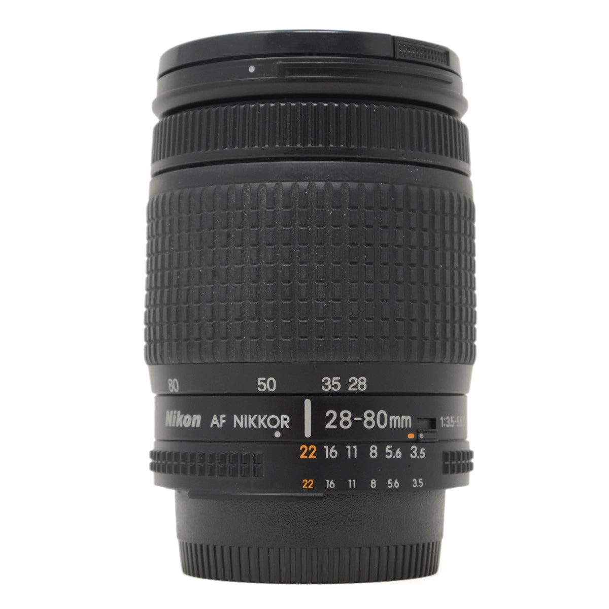 Nikon AF Nikkor 28-80mm camera lens on a white background
